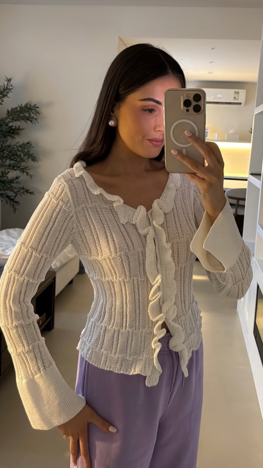Daisy Frill Cardigan - Ivory