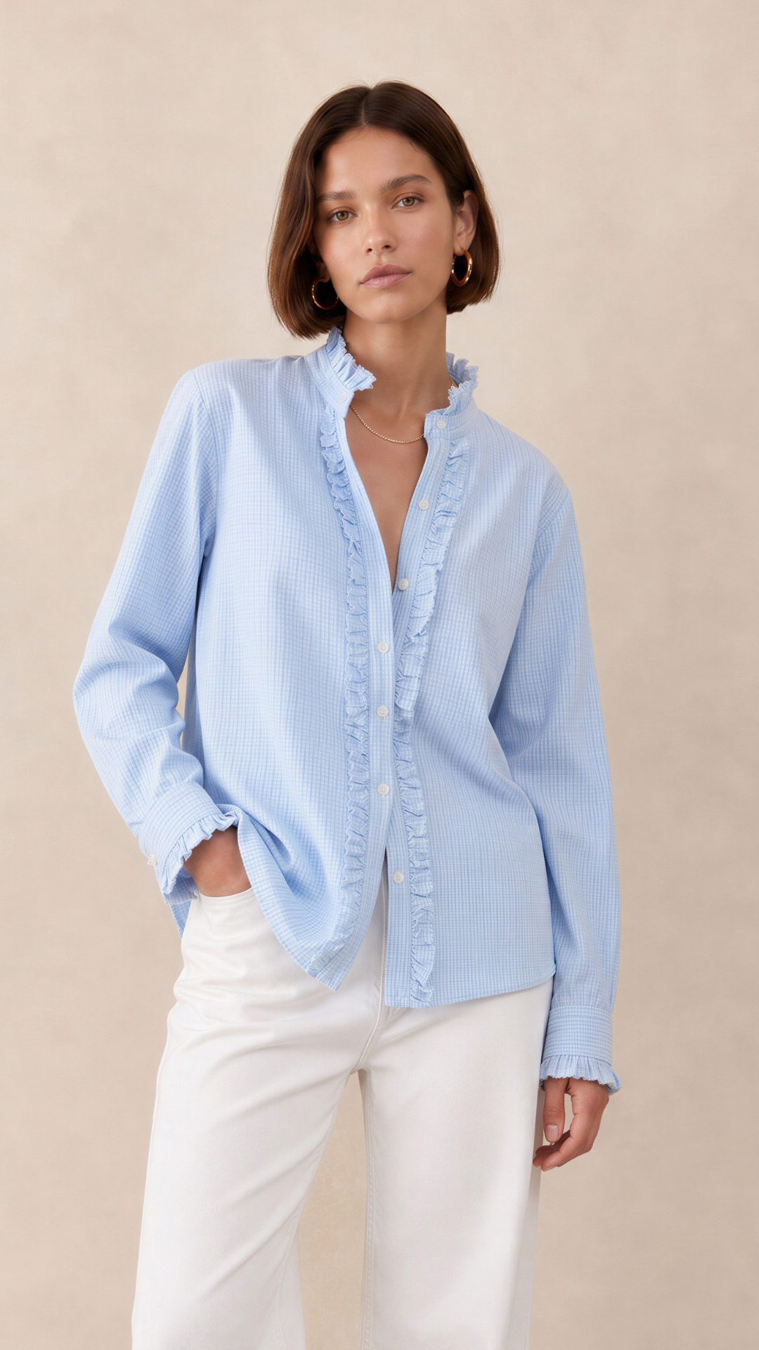 Daria Shirt - Soft Blue Check