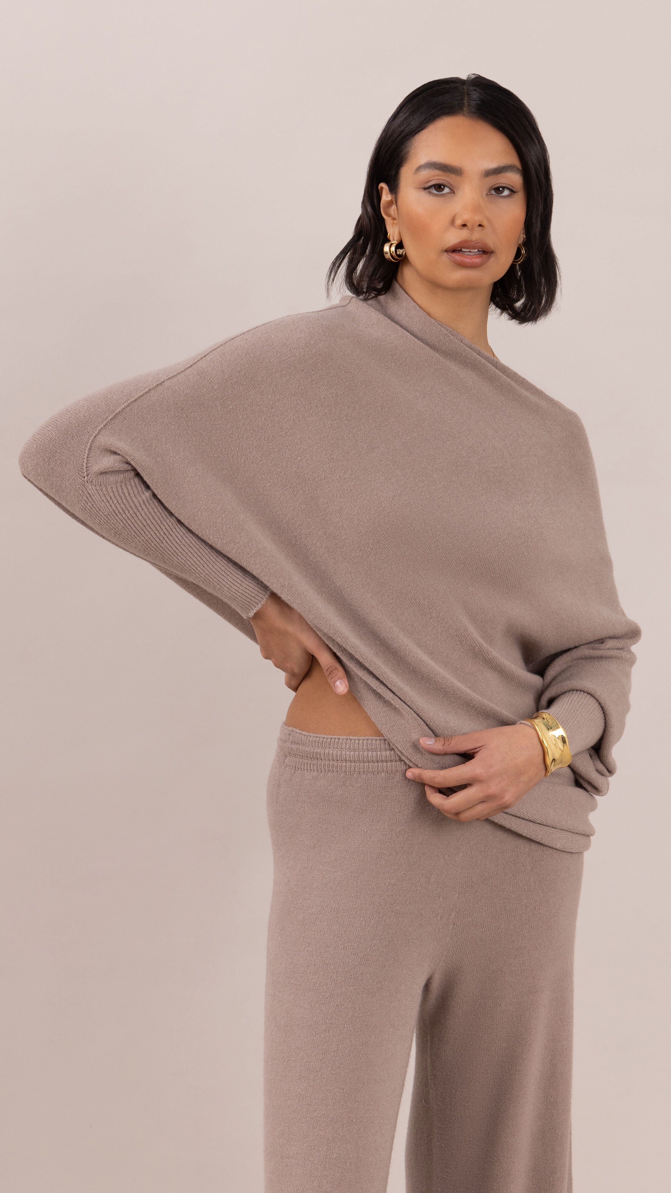 Natalie Asymmetric Sweater - Smoke