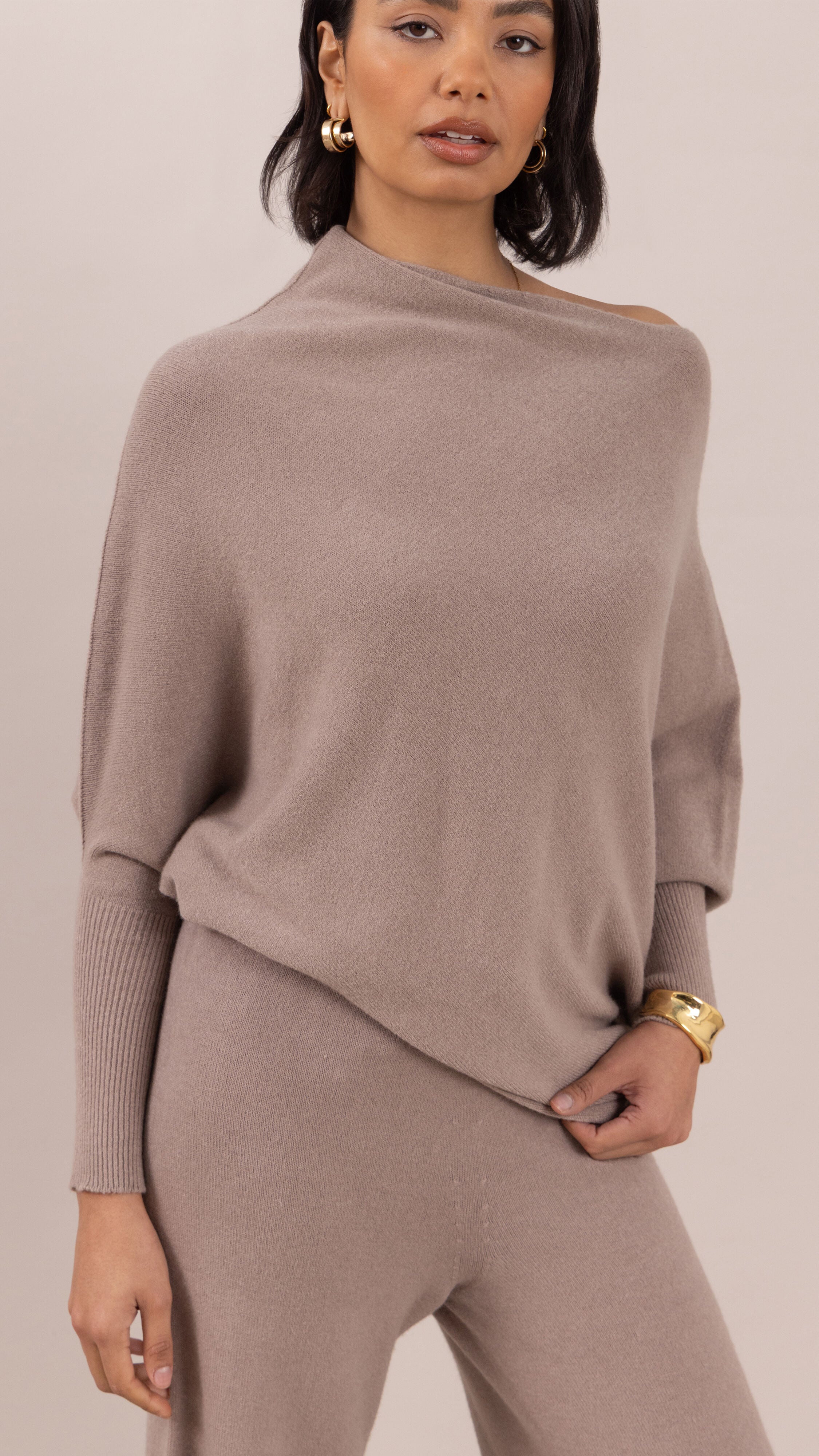 Natalie Asymmetric Sweater - Smoke