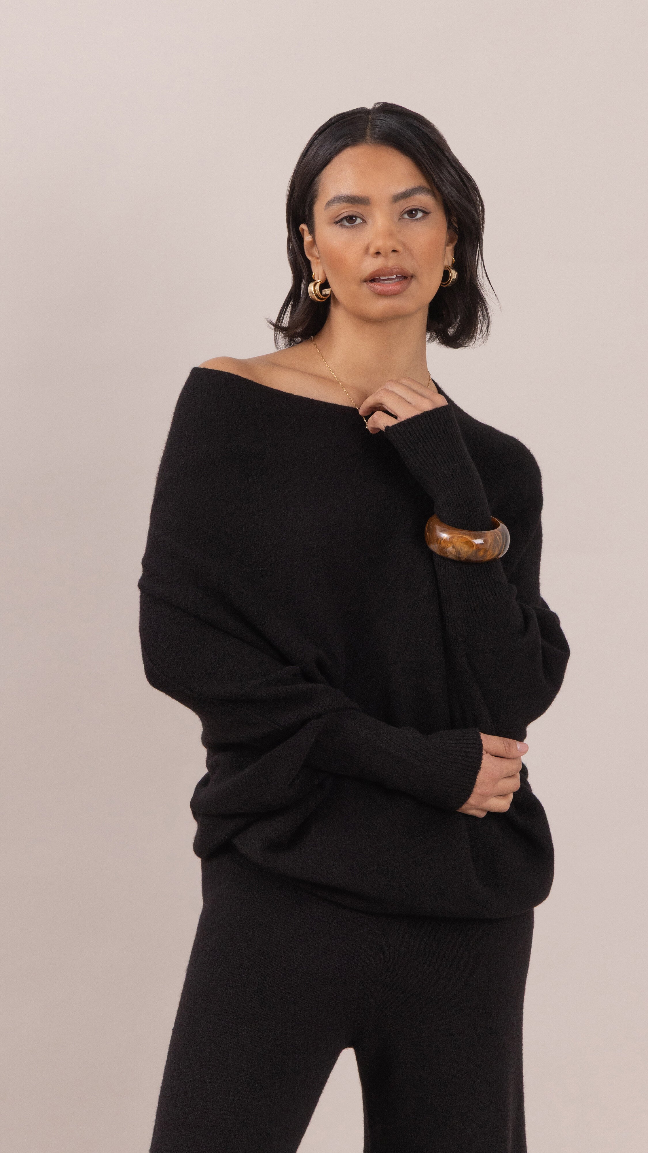 Natalie Asymmetric Sweater - Black