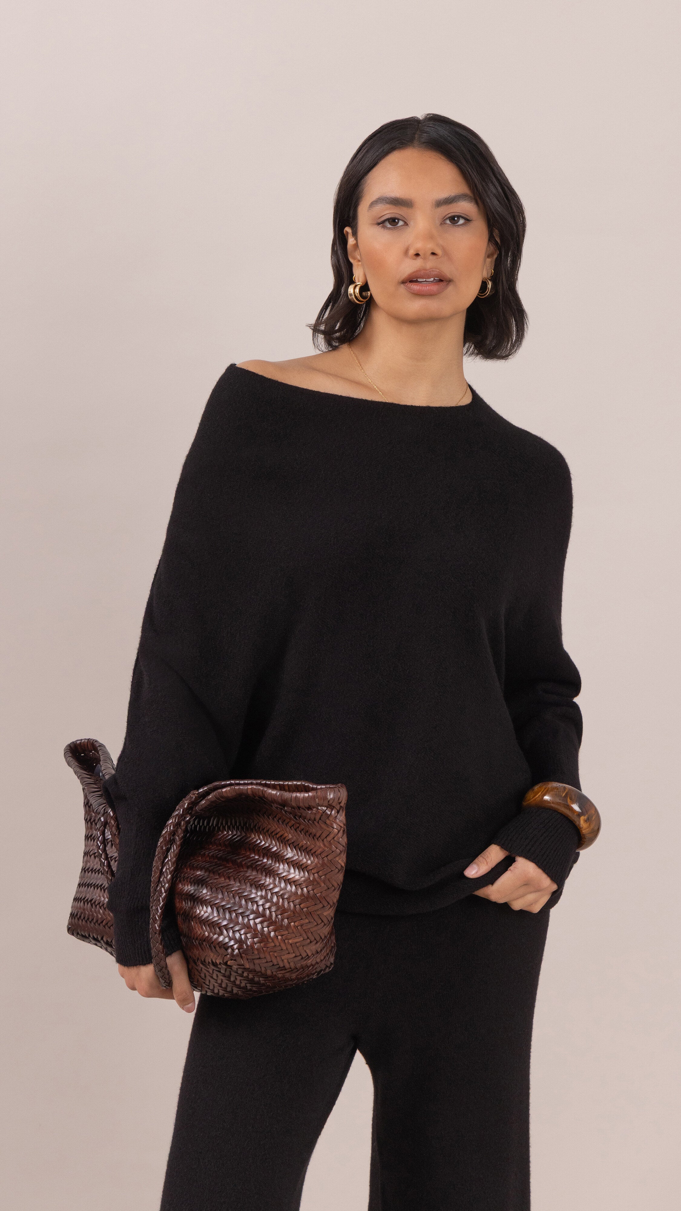 Natalie Asymmetric Sweater - Black