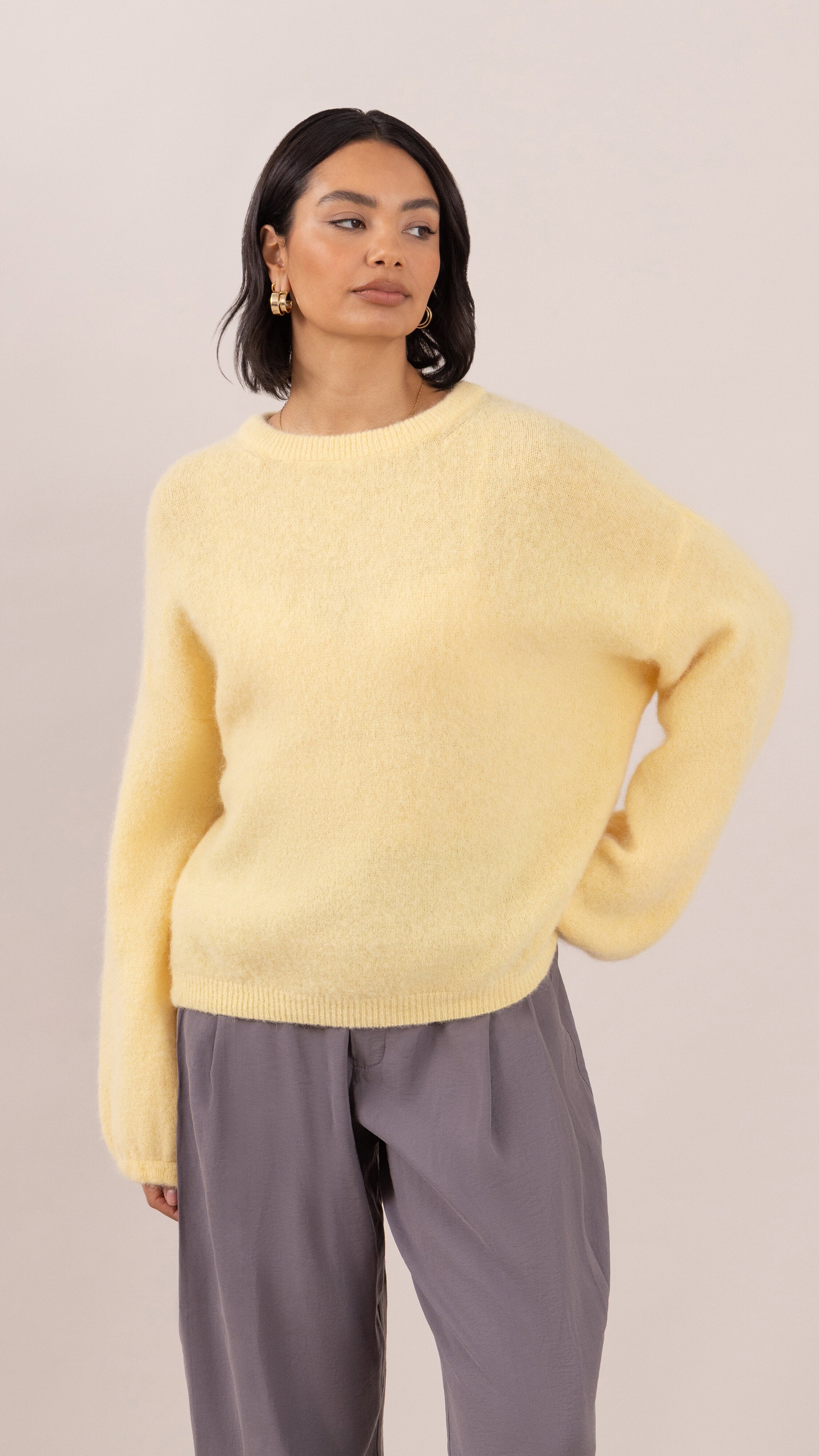 Maxine Alpaca Sweater - Soft Yellow