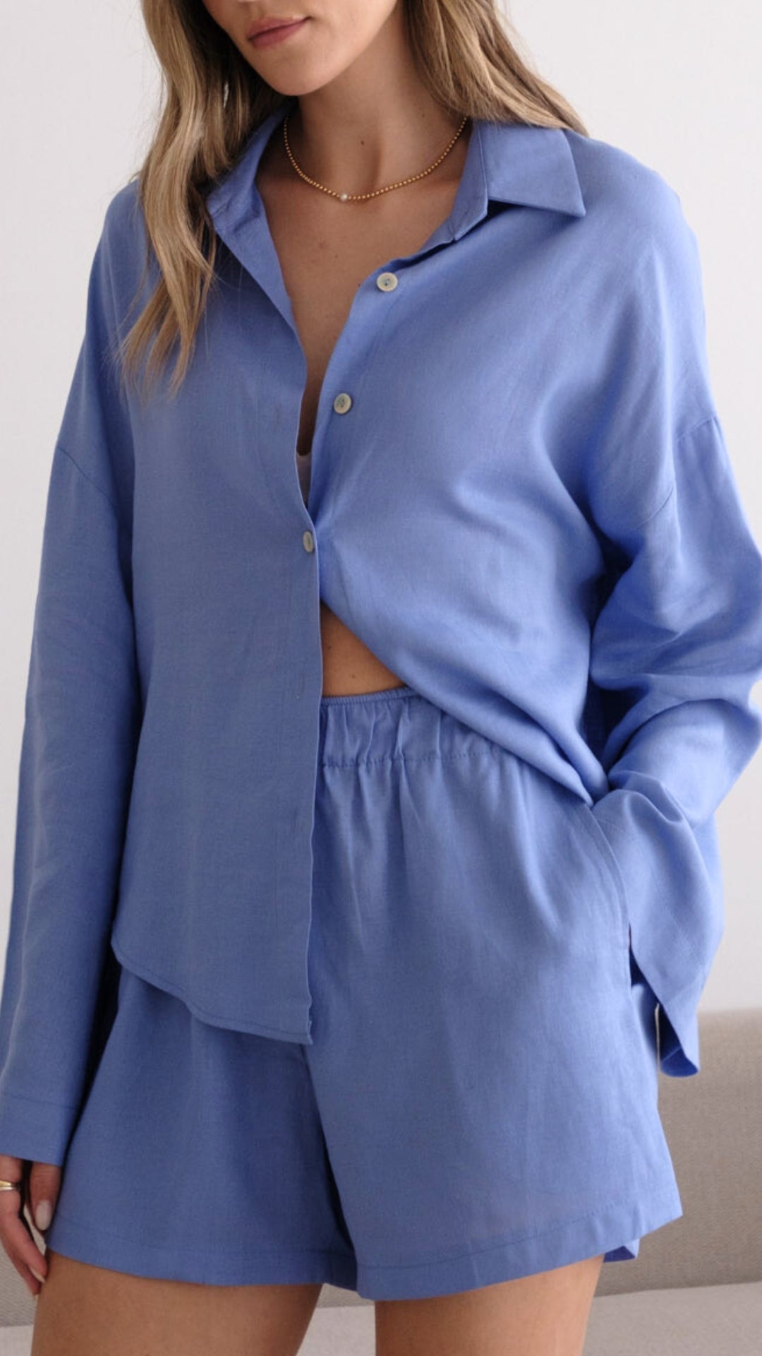 Amaya Linen Shorts - Lapis Blue