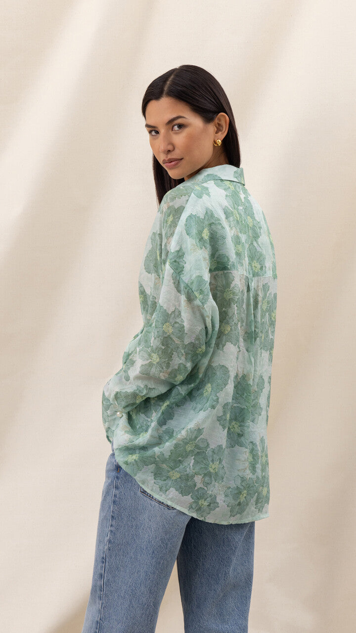 Libby Printed Shirt - Jade Floral Print