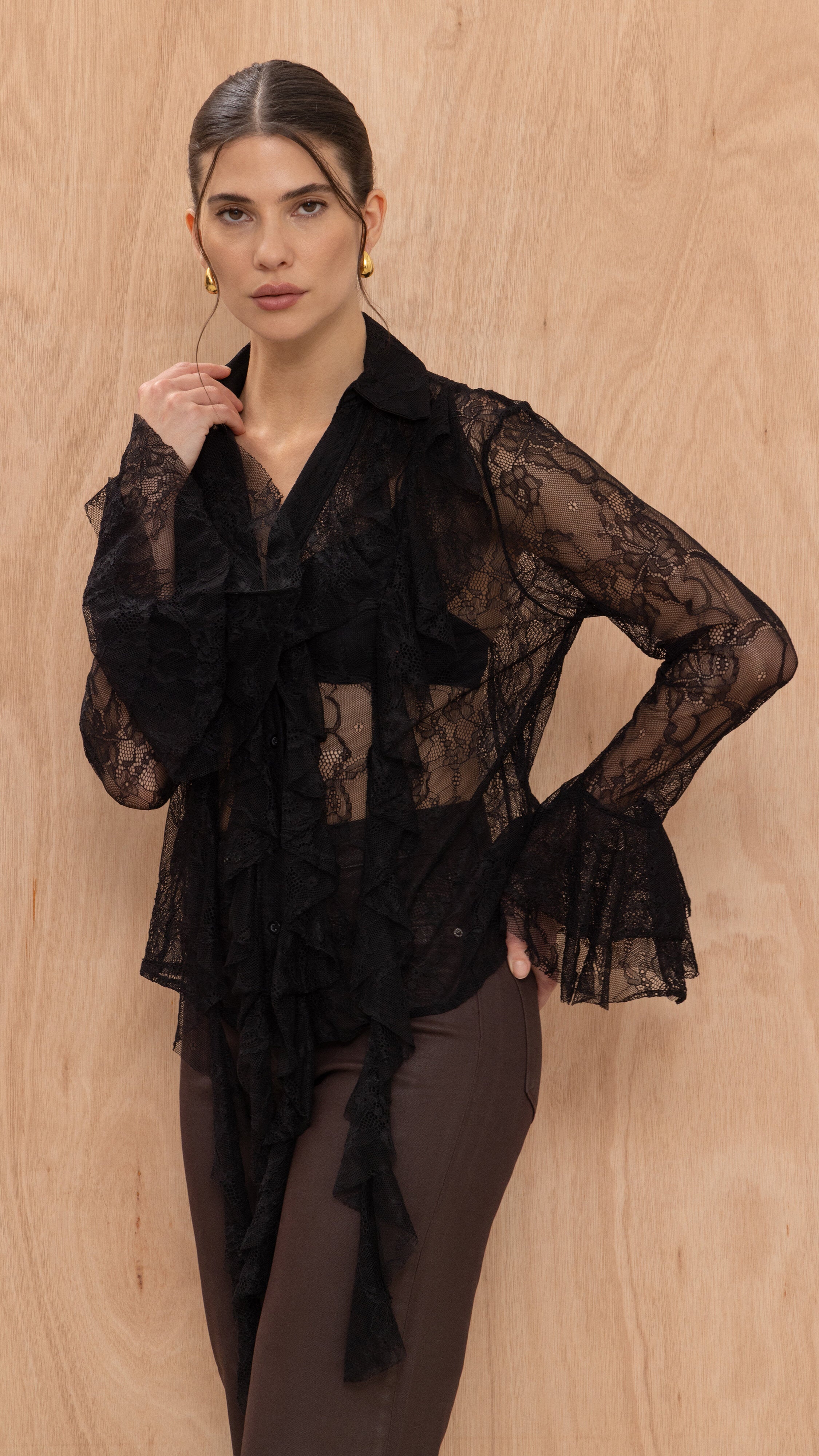 Lilly Lace Shirt - Black