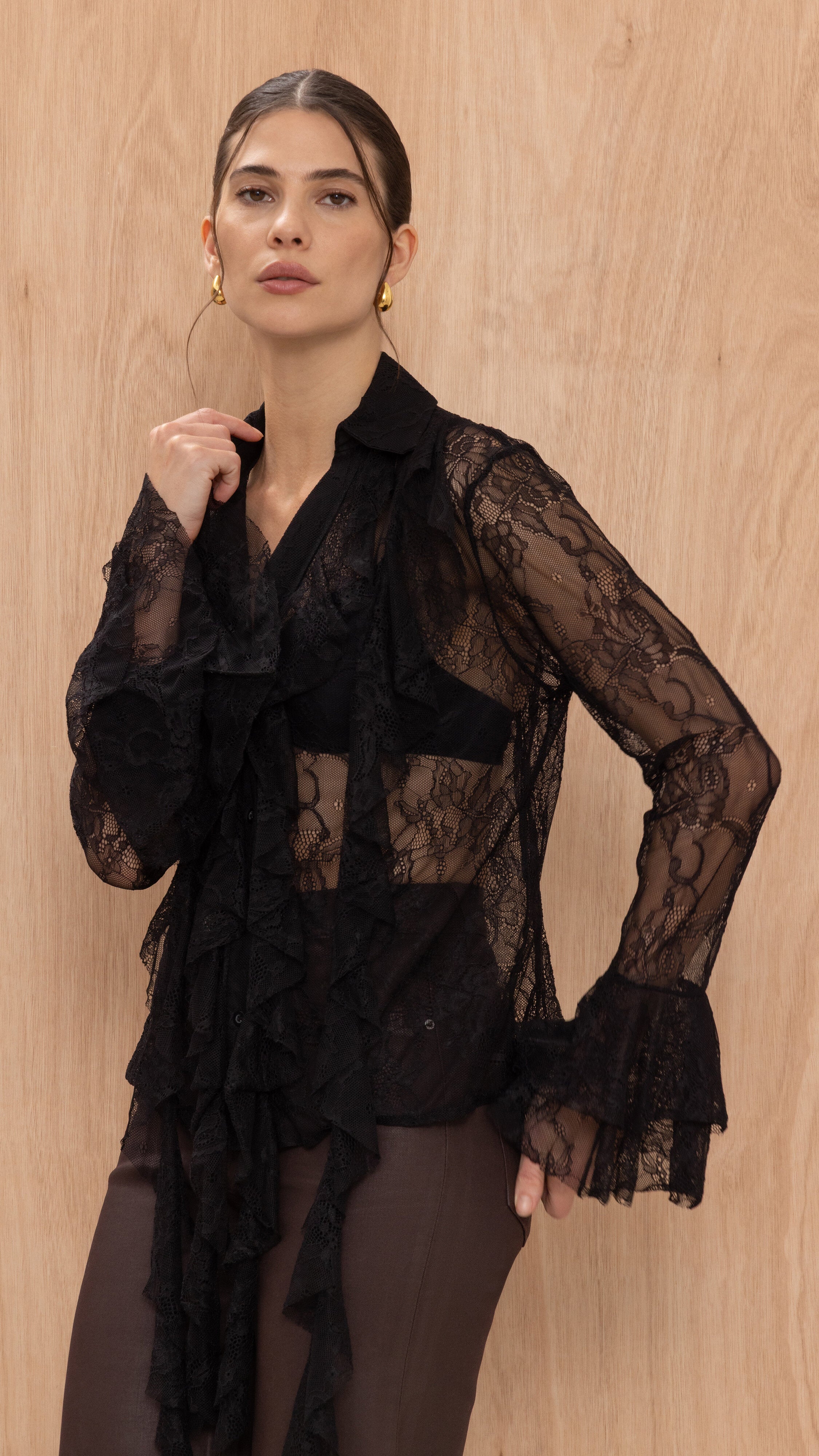 Lilly Lace Shirt - Black