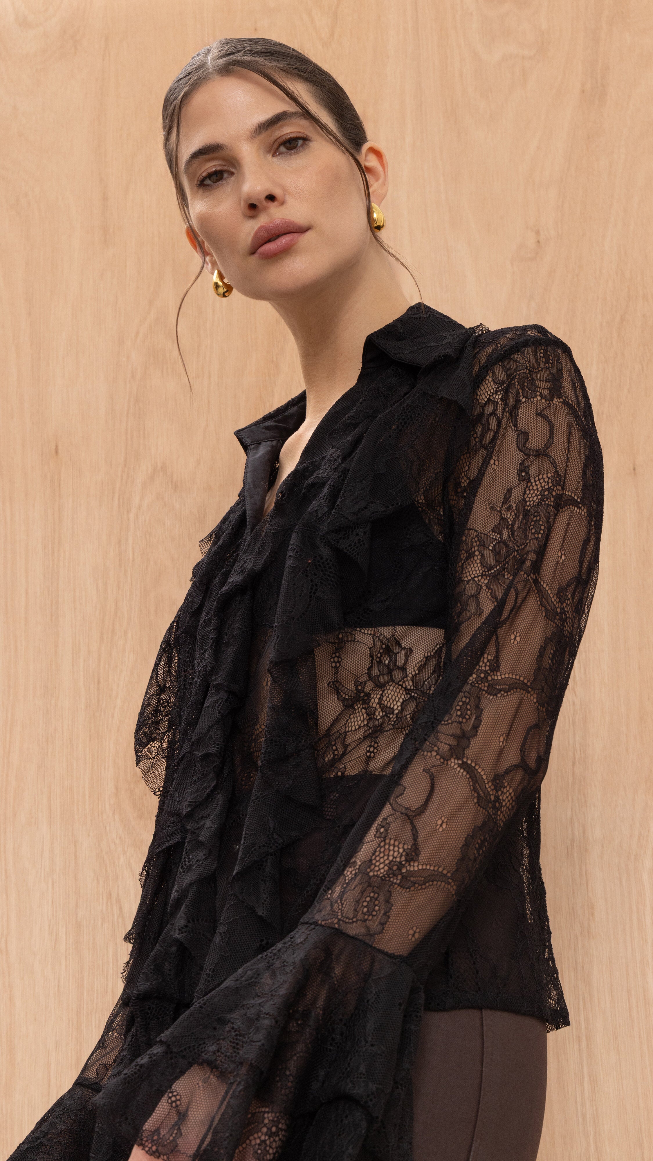 Lilly Lace Shirt - Black