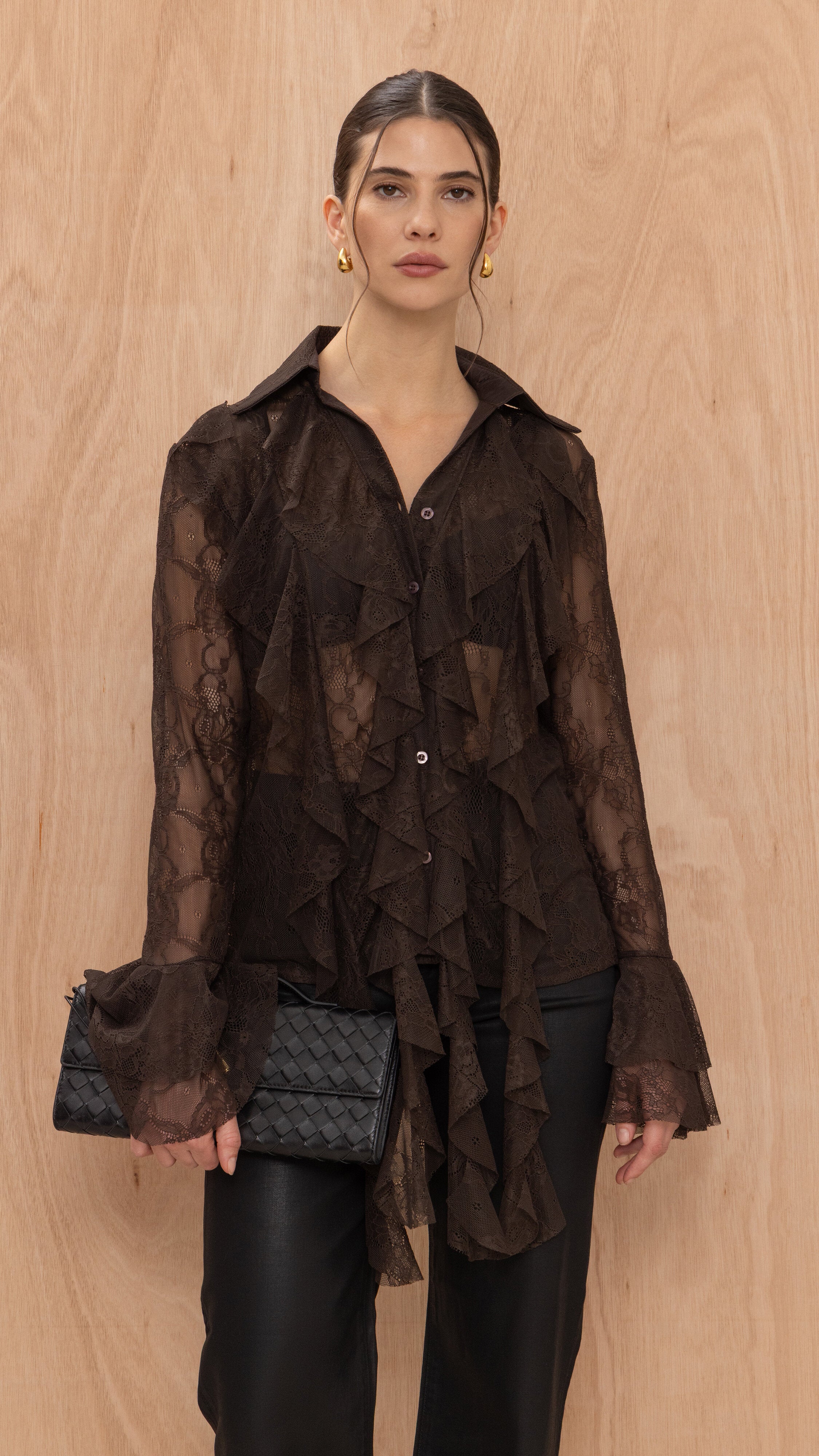 Lilly Lace Shirt - Chocolate