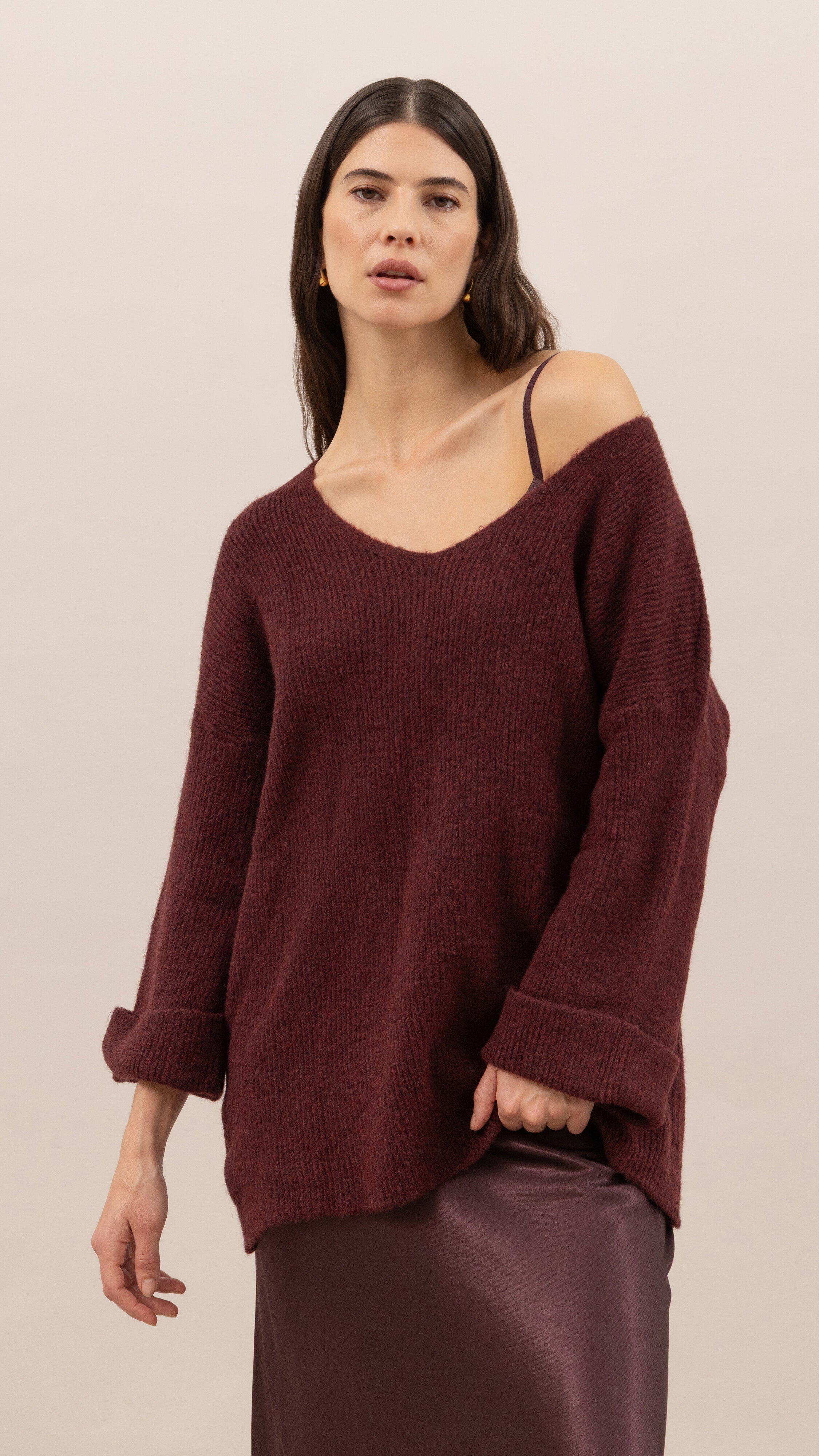 Luisa Sweater and Scarf - Burgundy