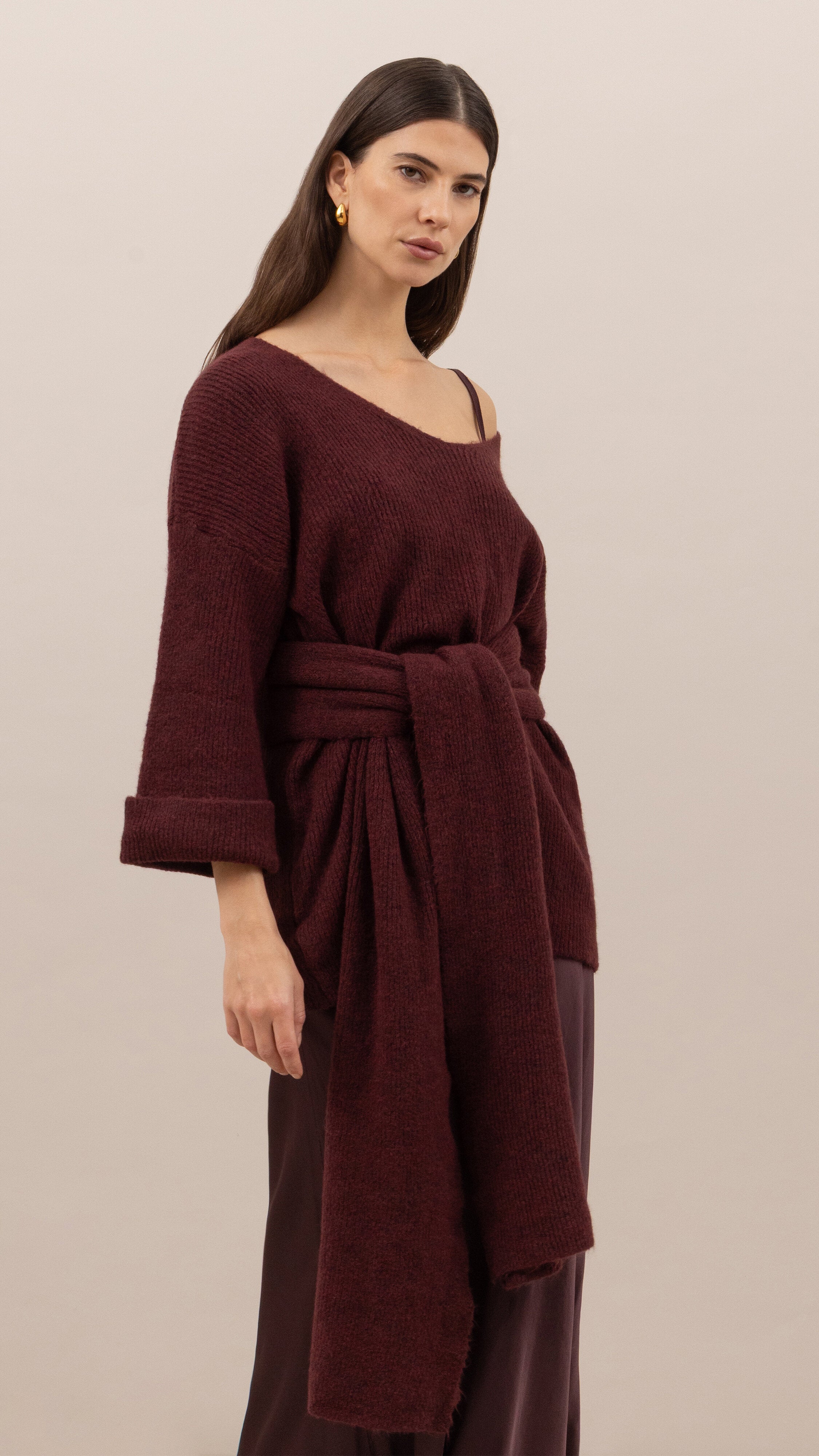 Luisa Sweater and Scarf - Burgundy