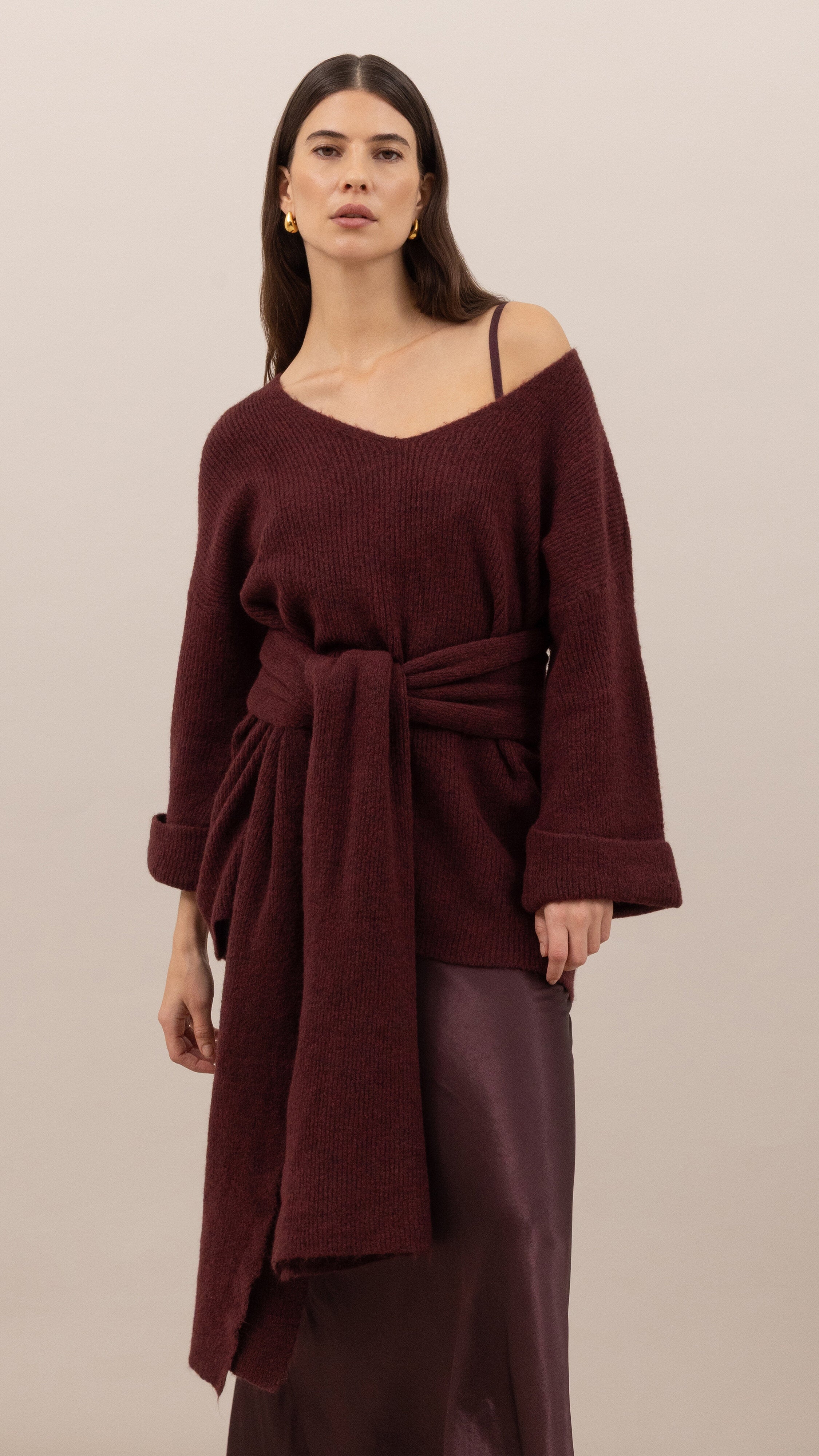 Luisa Sweater and Scarf - Burgundy
