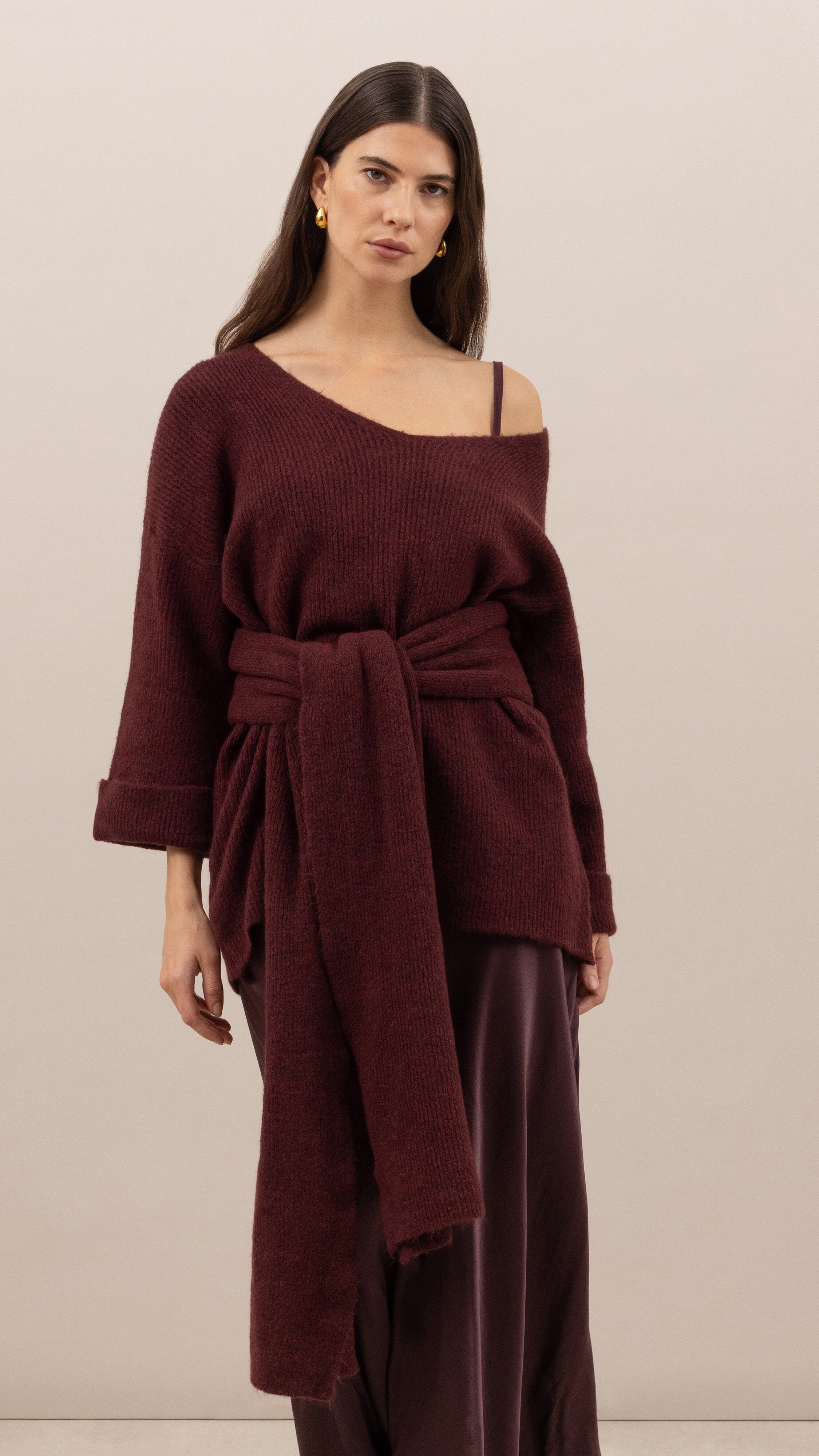 Luisa Sweater and Scarf - Burgundy
