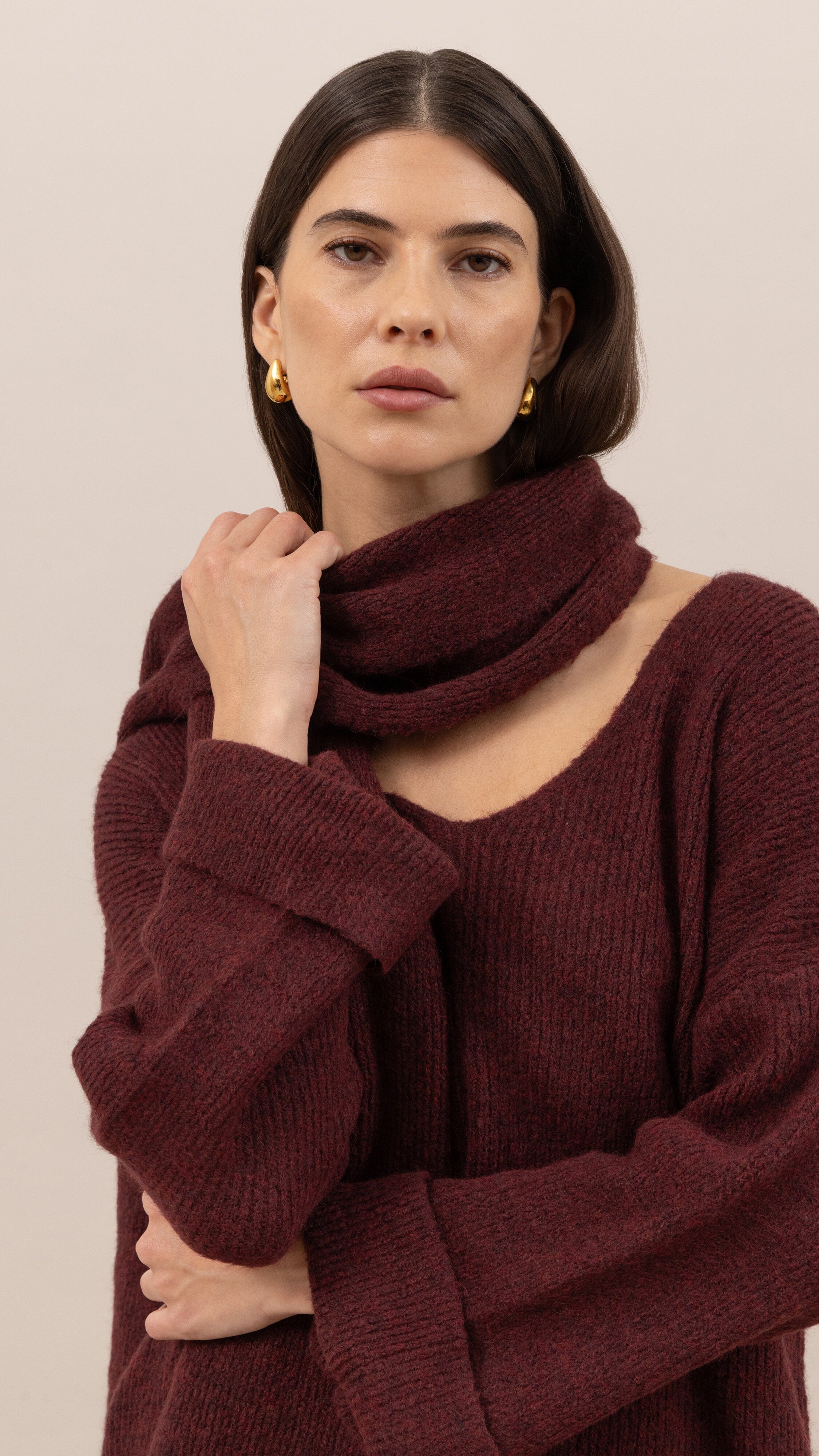 Luisa Sweater and Scarf - Burgundy