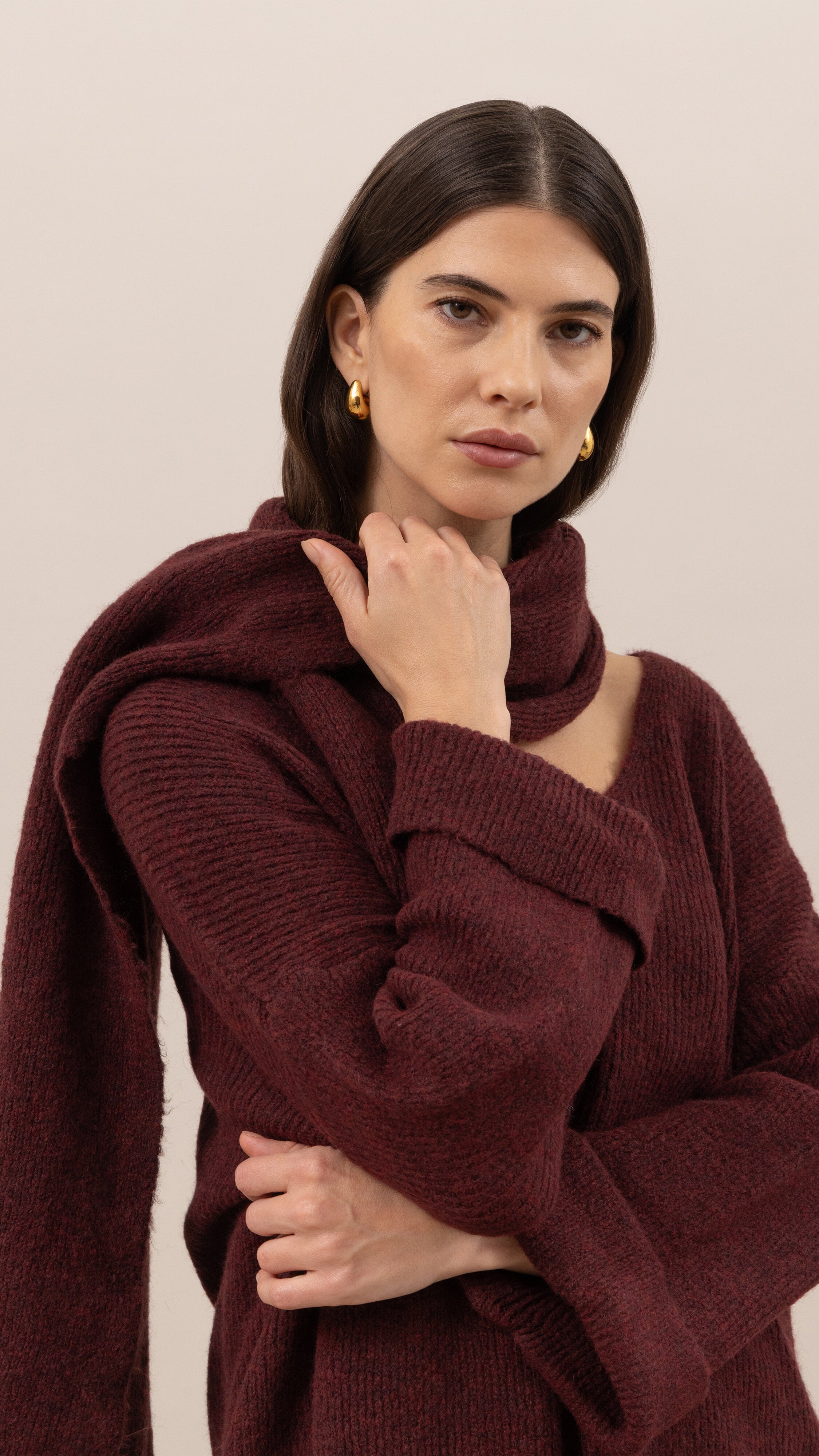 Luisa Sweater and Scarf - Burgundy
