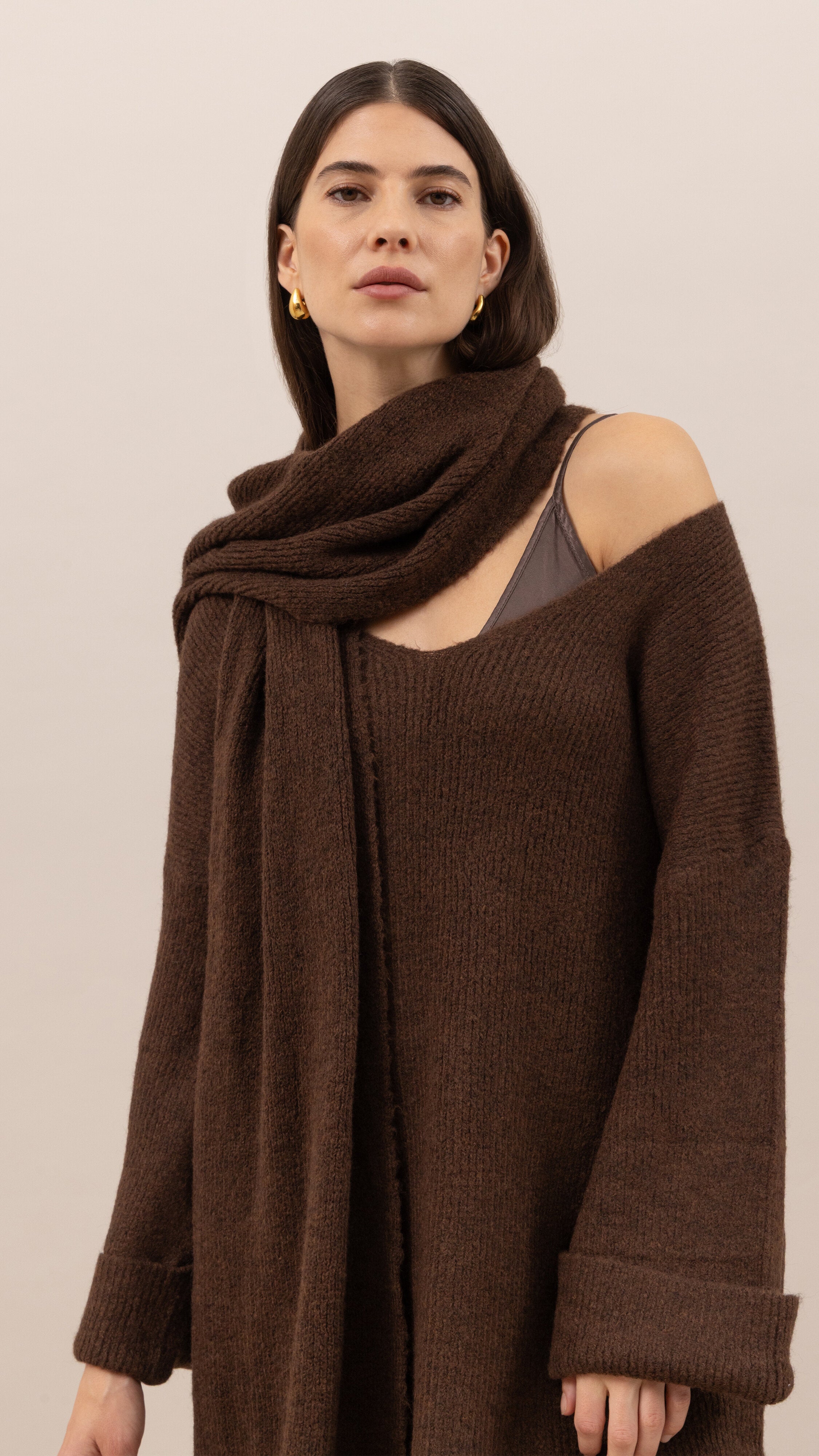 Luisa Sweater and Scarf - Dark espresso