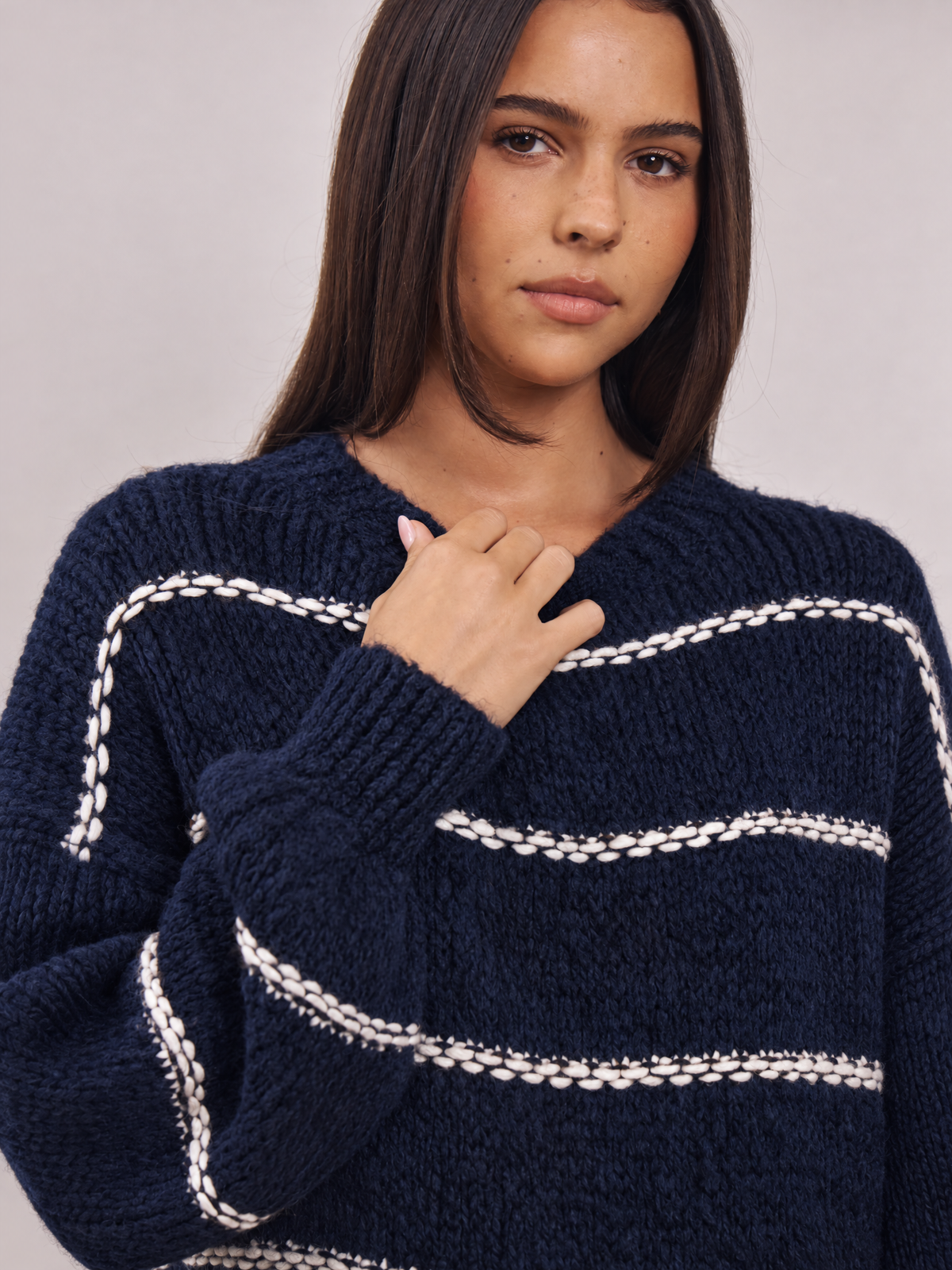 Luana Striped Jumper - Navy