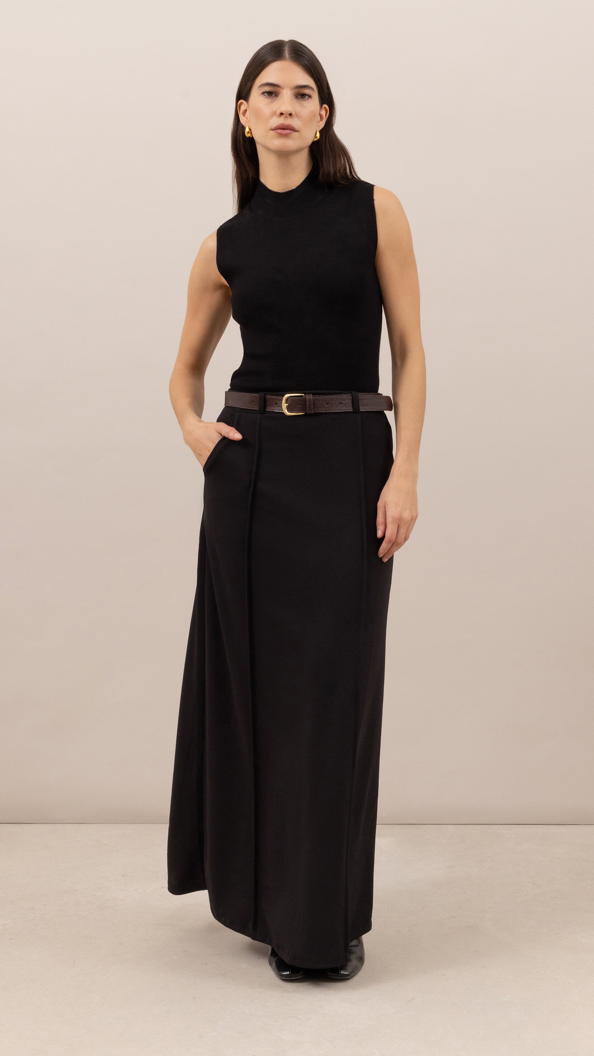 Maren skirt with belt - Black