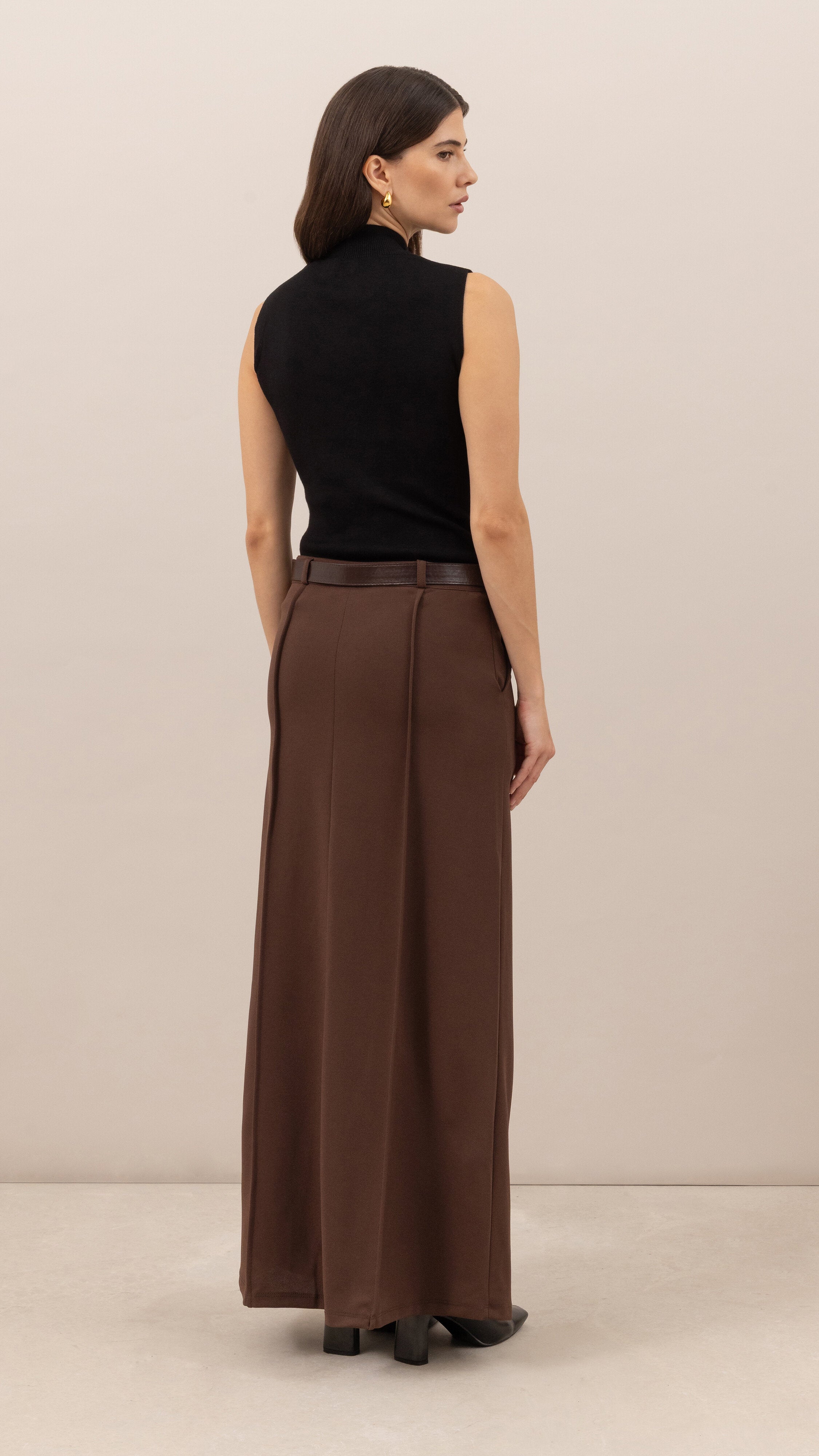 Maren skirt with belt - Dark Espresso
