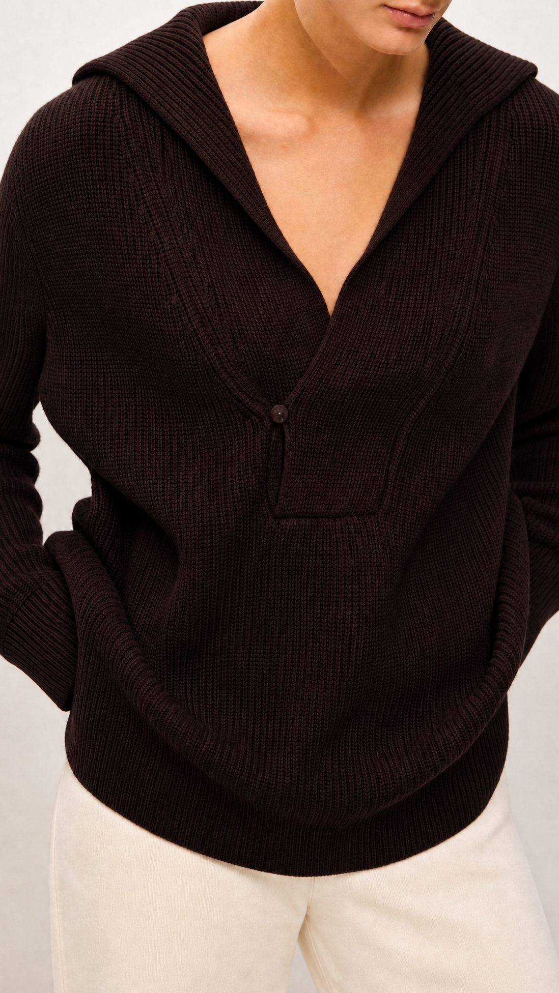 Quinn Cashmere Blend Sweater - Chocolate