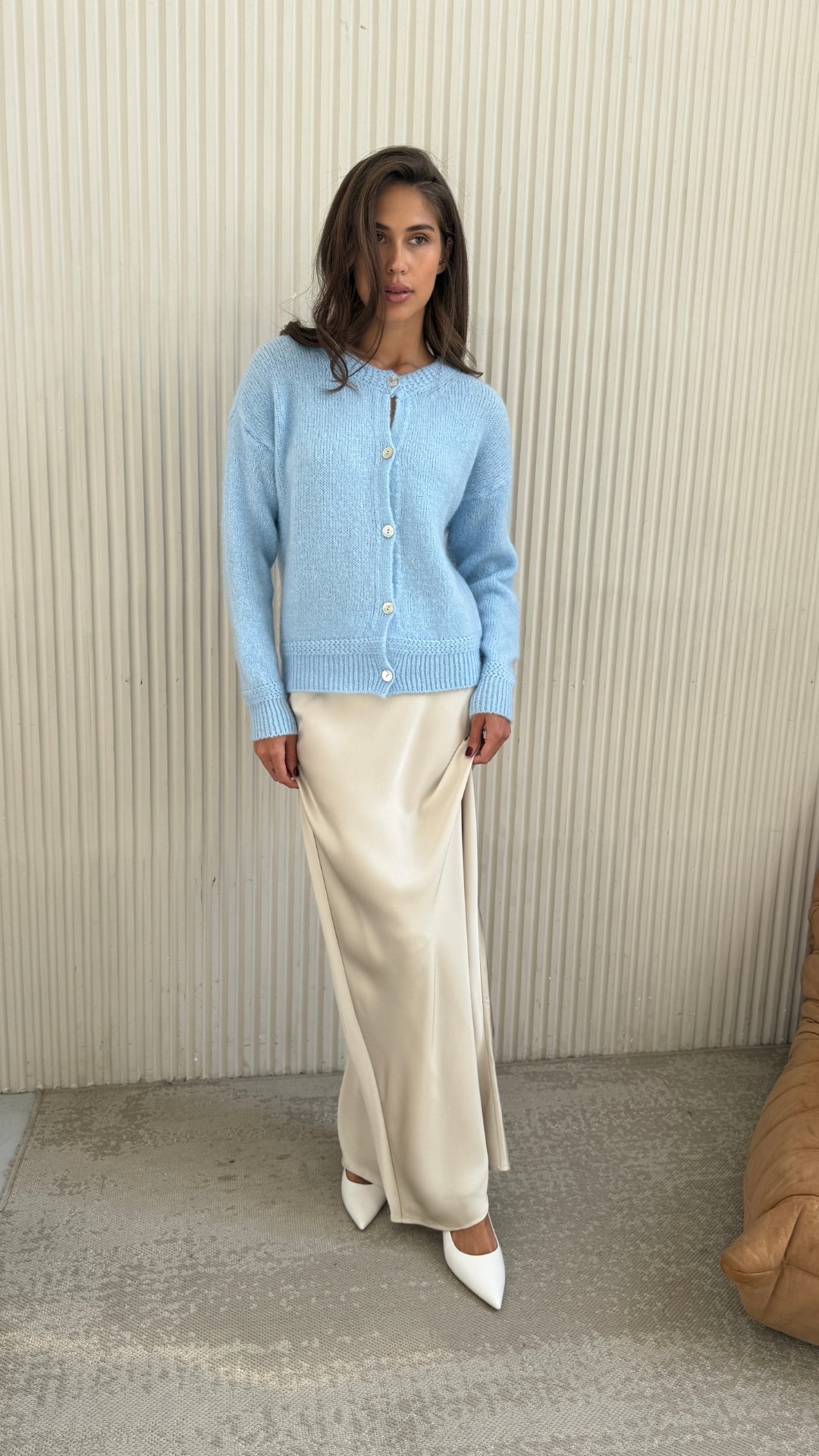 Reyna Soft Alpaca Cardigan- Sky Blue