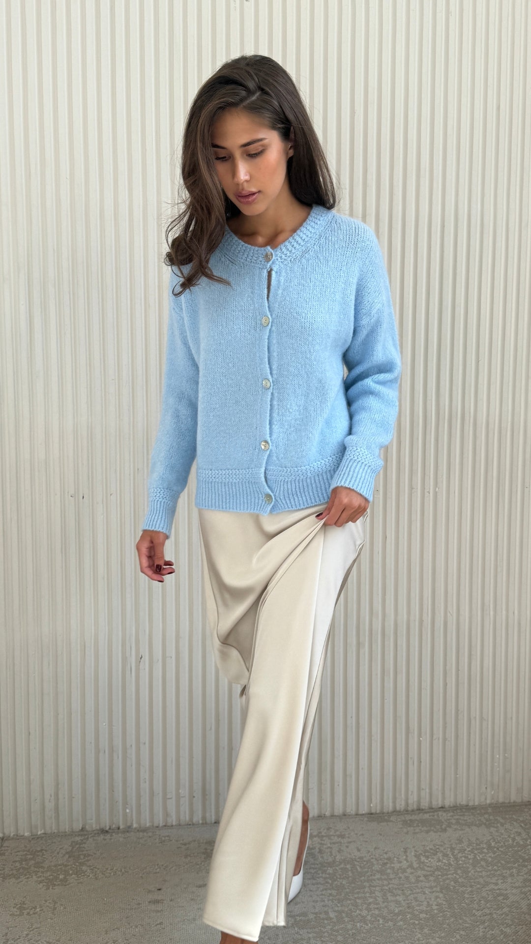 Reyna Soft Alpaca Cardigan- Sky Blue