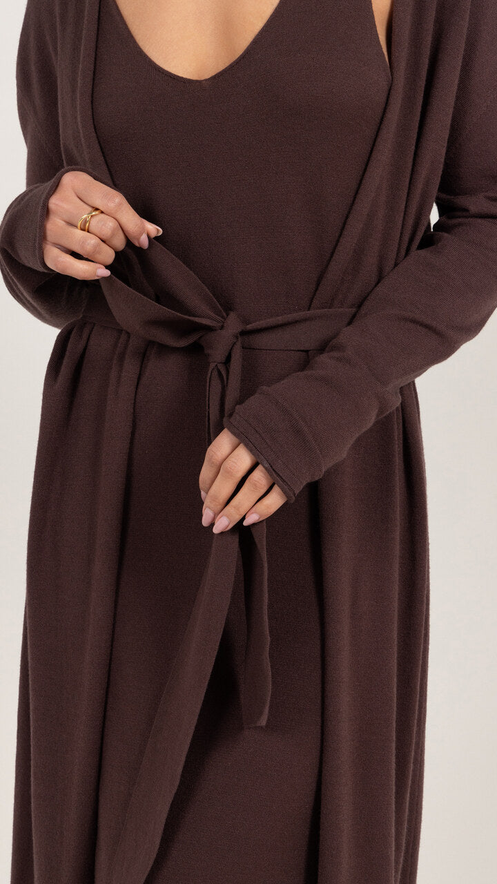 Sofia Knitted Slip Dress - Dark Espresso
