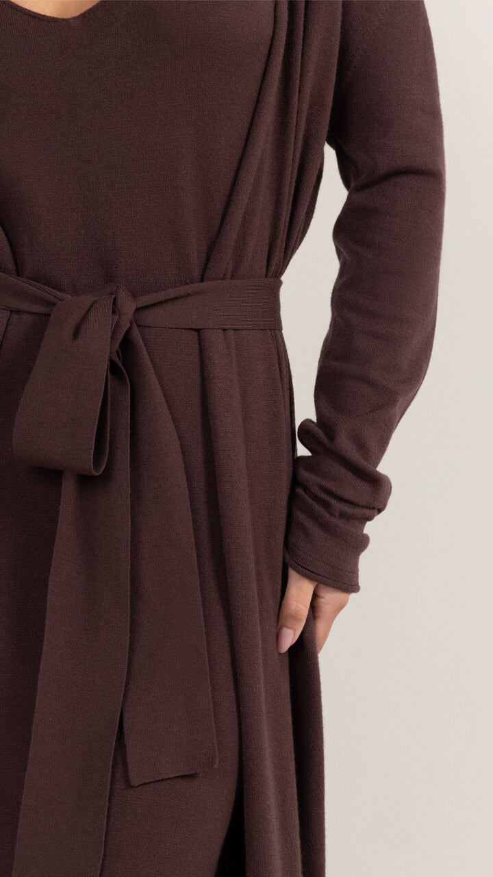 Sofia Long Line Cardigan - Dark Espresso