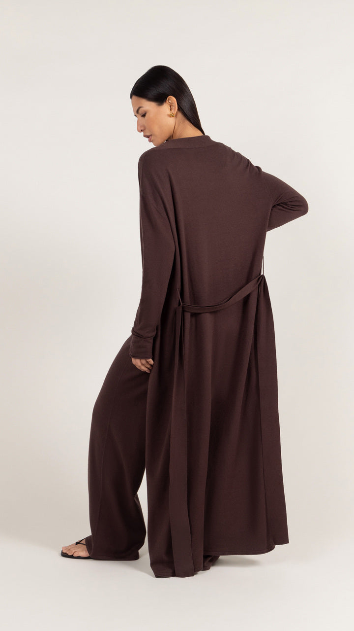 Sofia Long Line Cardigan - Dark Espresso