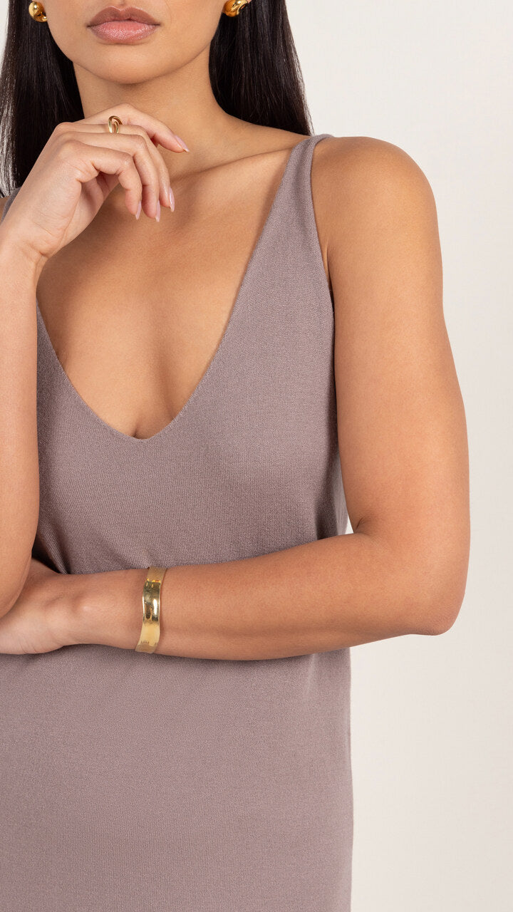 Sofia Knitted Slip Dress - Mink