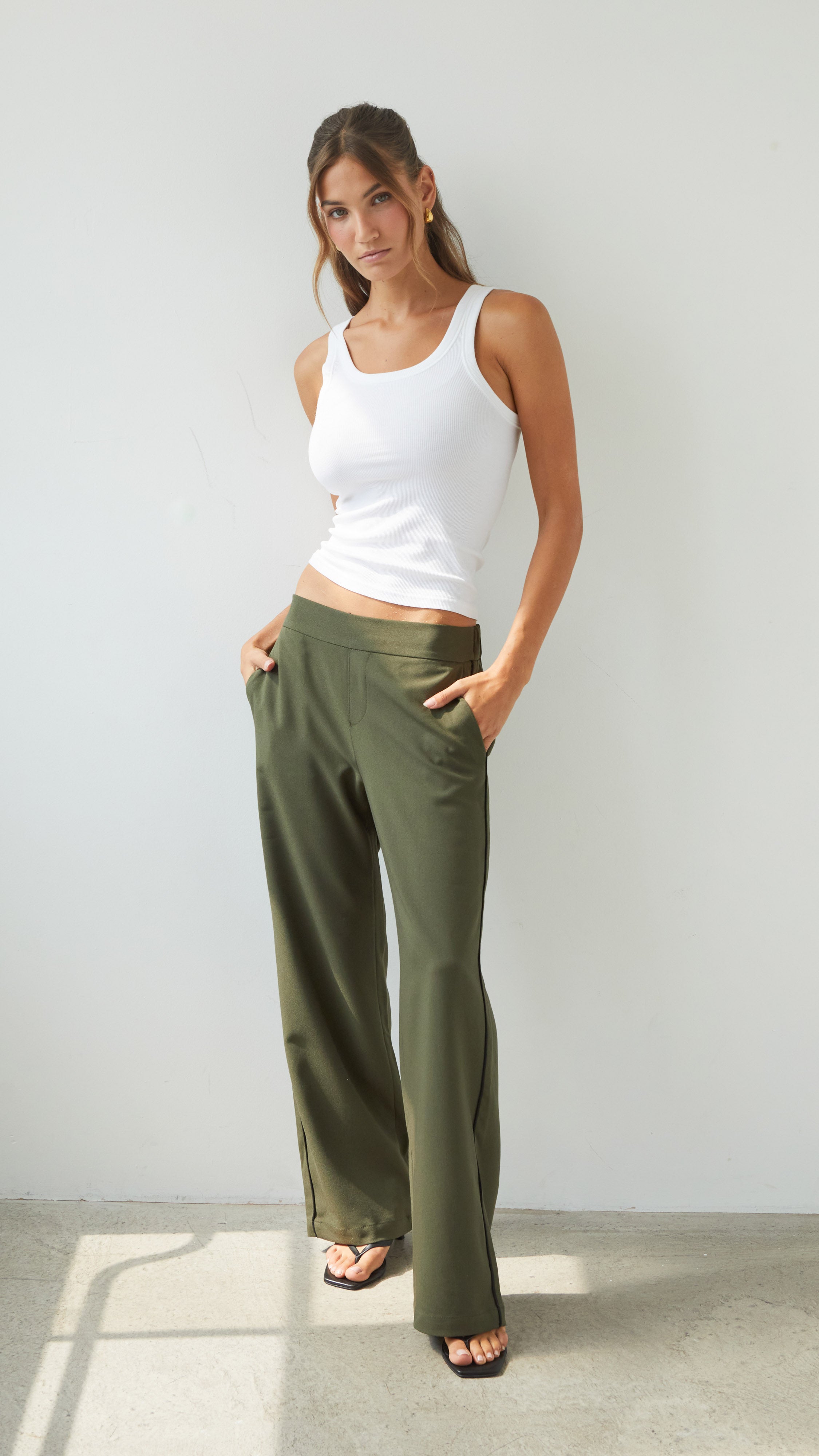 Kim Crepe Trousers - Khaki