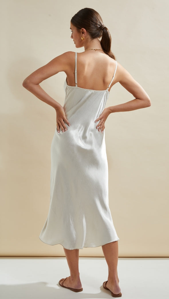 Iris Satin Dress - Pearl