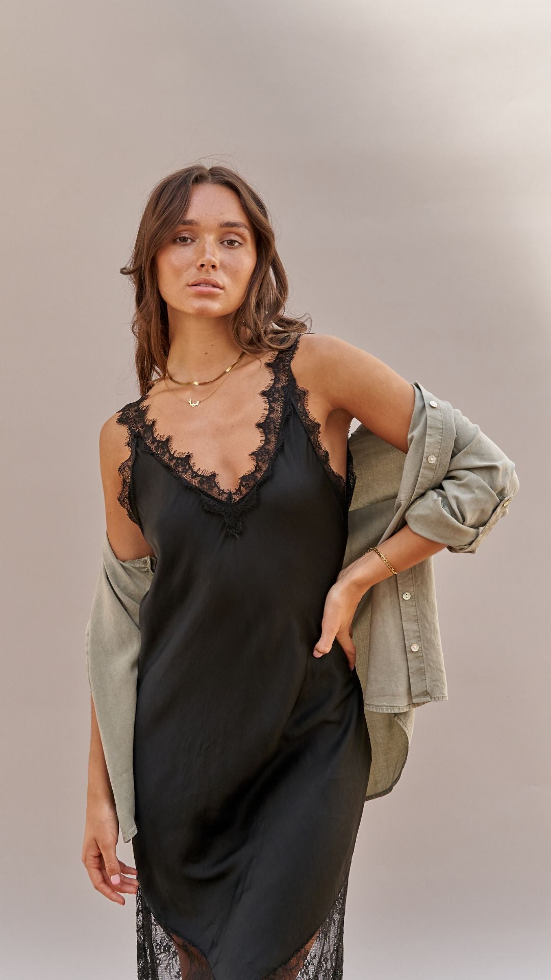 Solange Slip Dress - Black