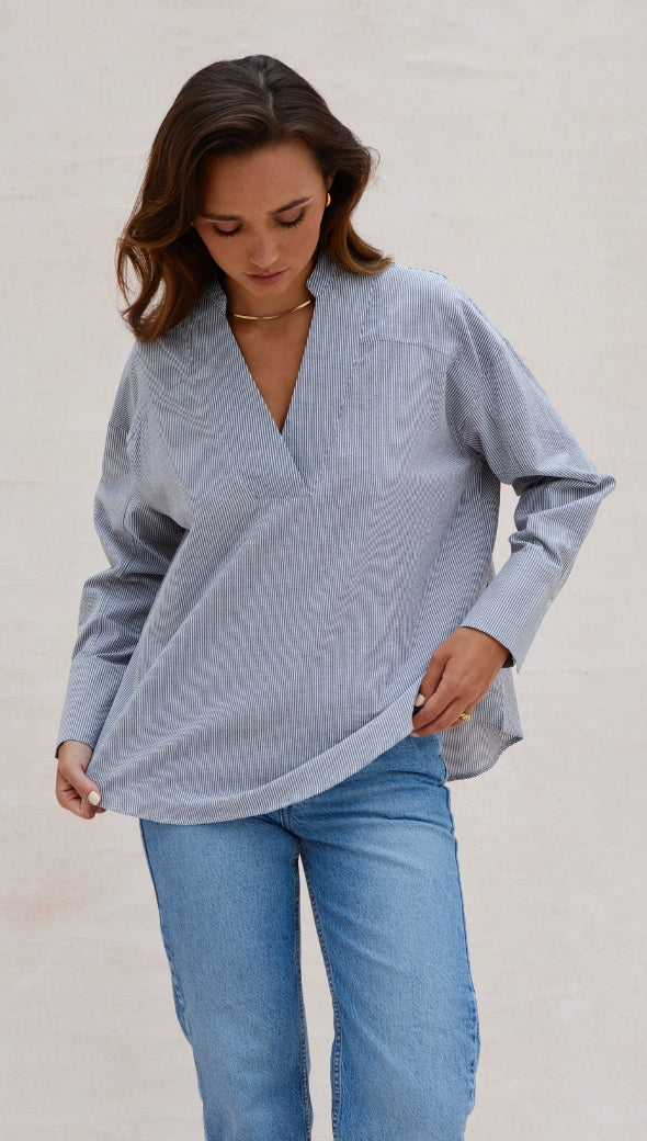 April Top - White/Black Stripe