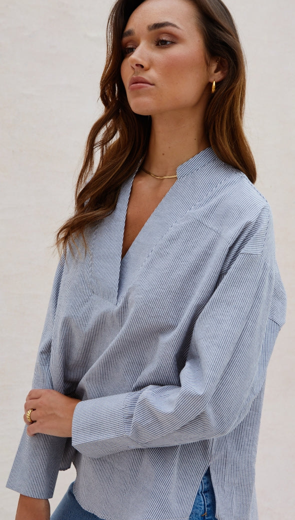 April Top - White/Black Stripe