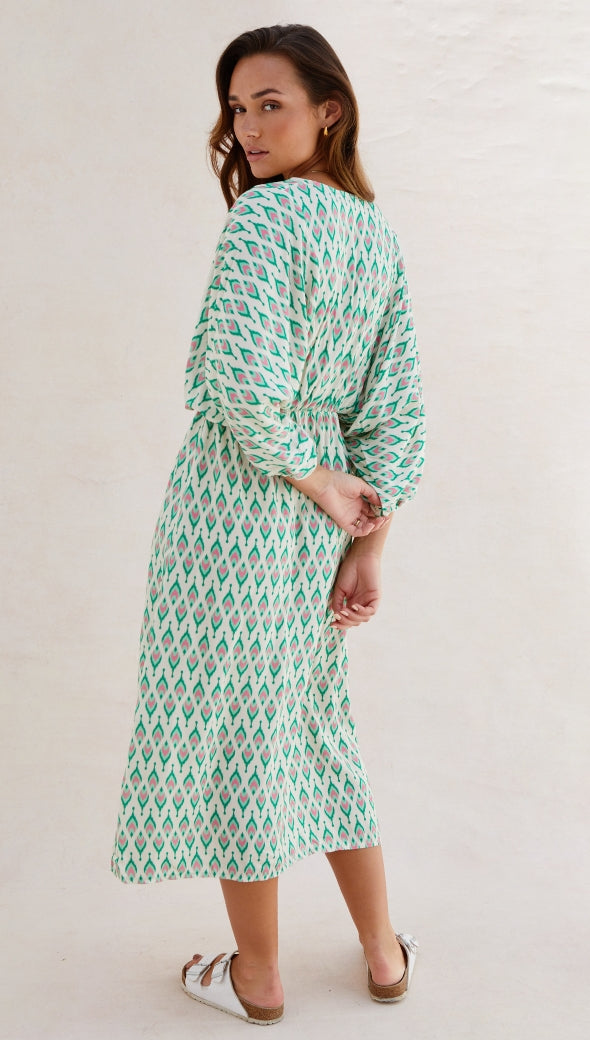 Lera Print Dress - Green Print