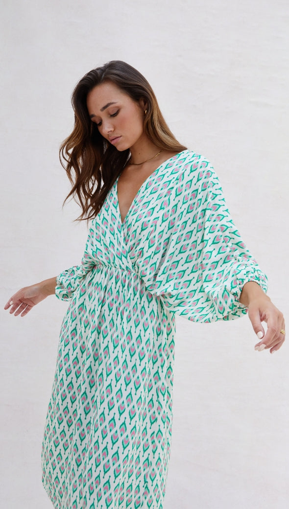 Lera Print Dress - Green Print