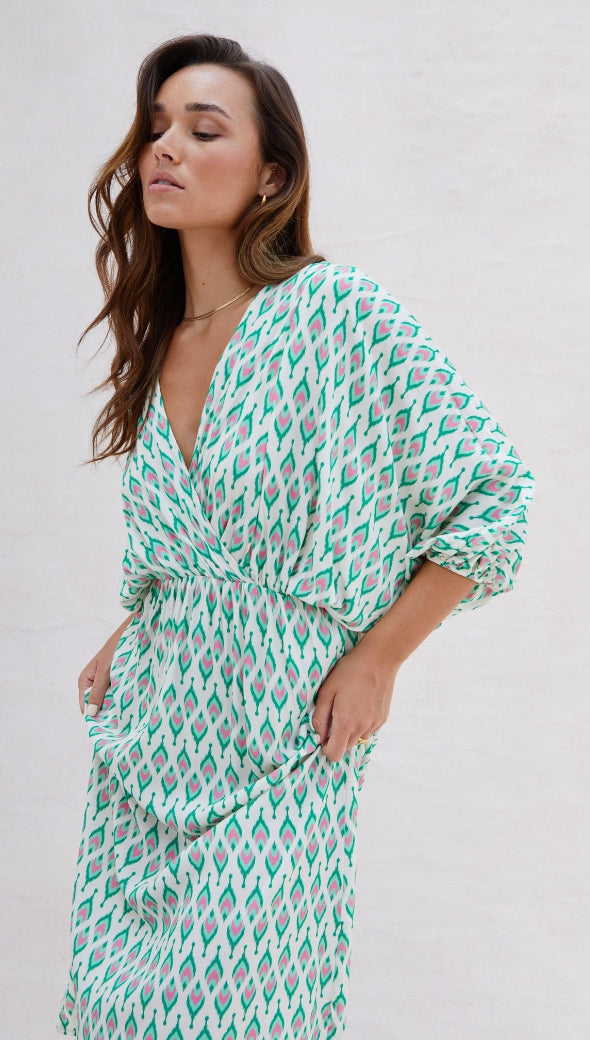Lera Print Dress - Green Print