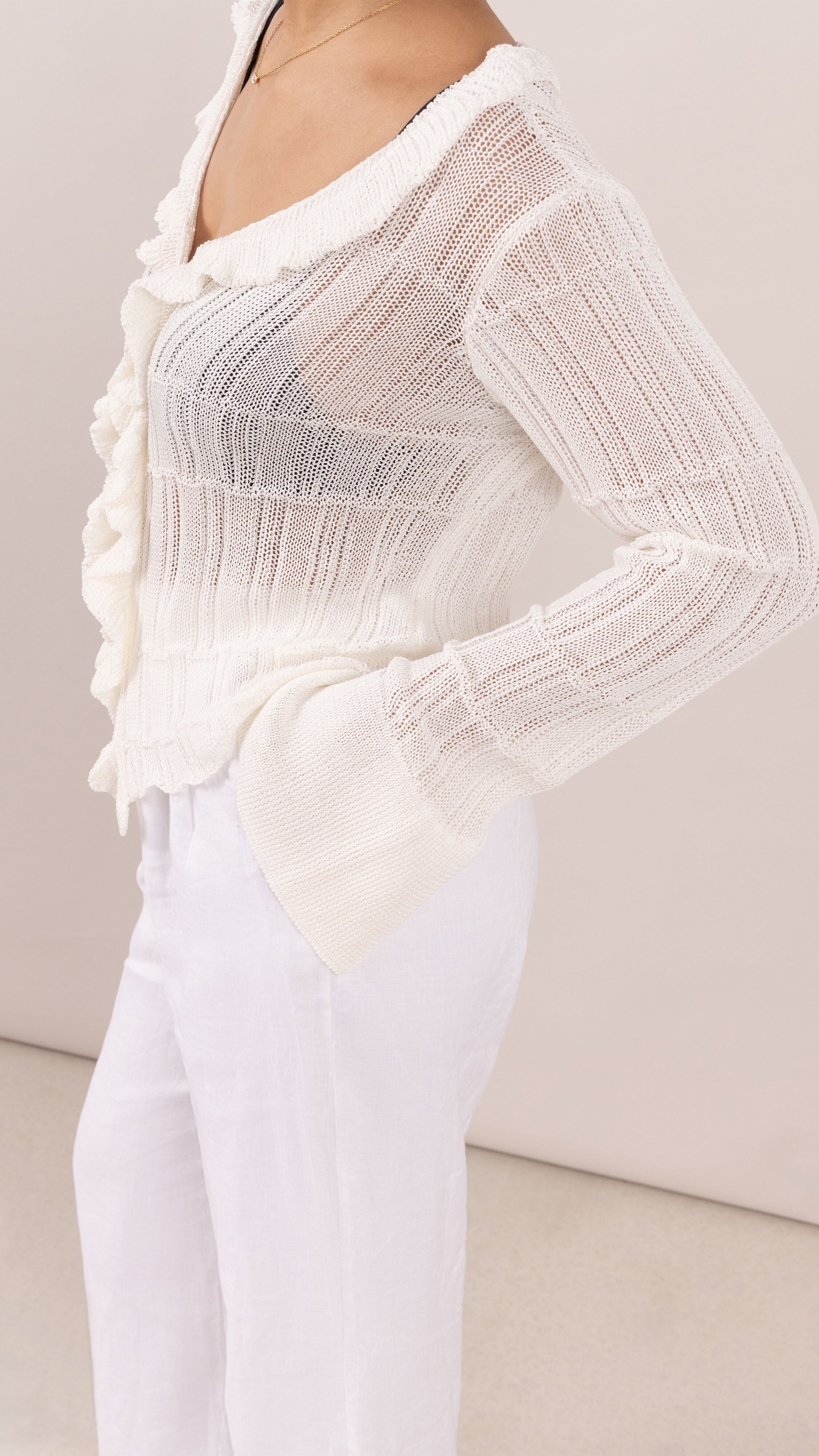 Daisy Frill Cardigan - Ivory