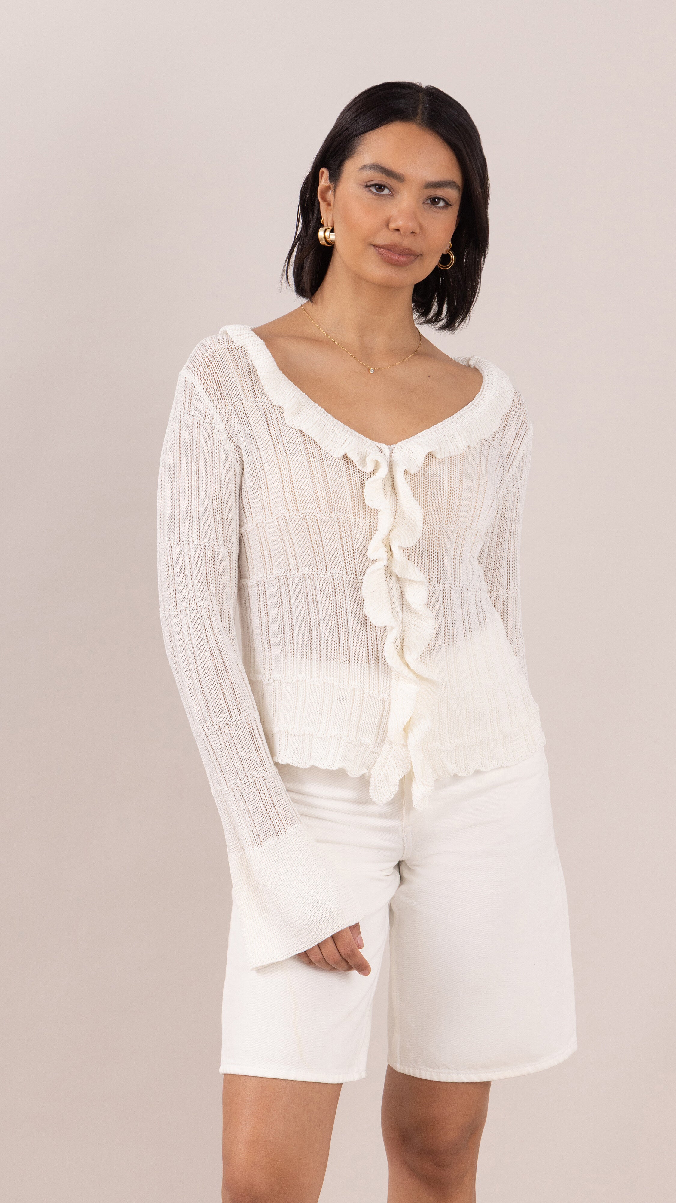 Daisy Frill Cardigan - Ivory