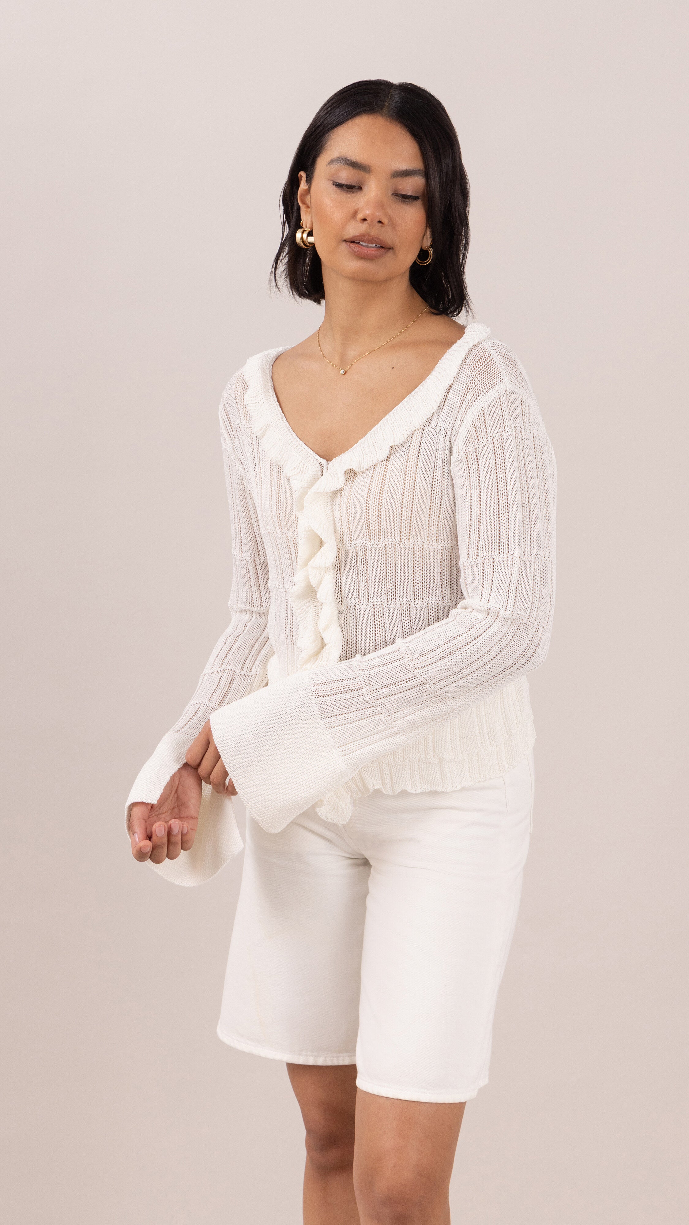 Daisy Frill Cardigan - Ivory