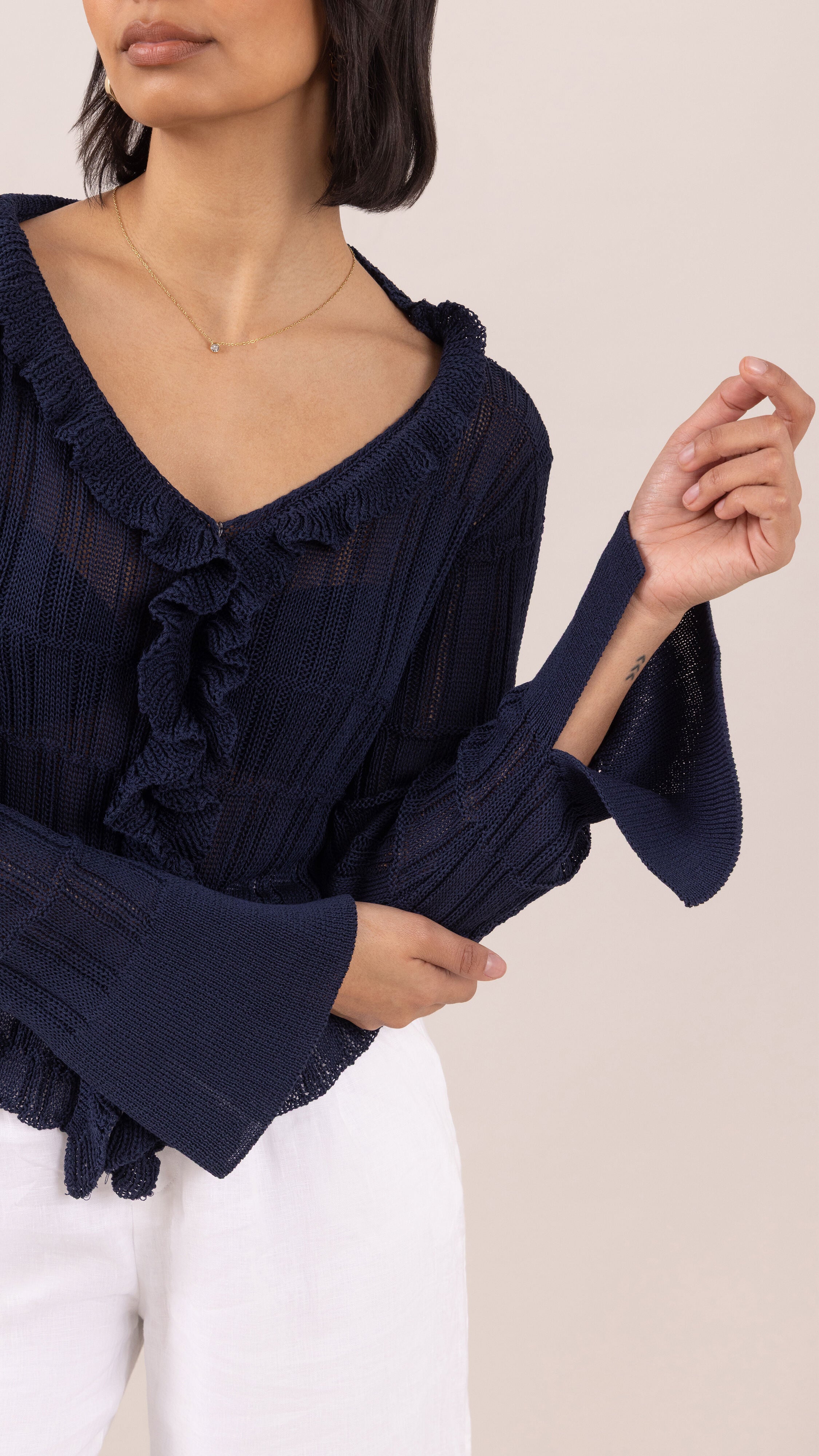 Daisy Frill Cardigan - Navy Blue