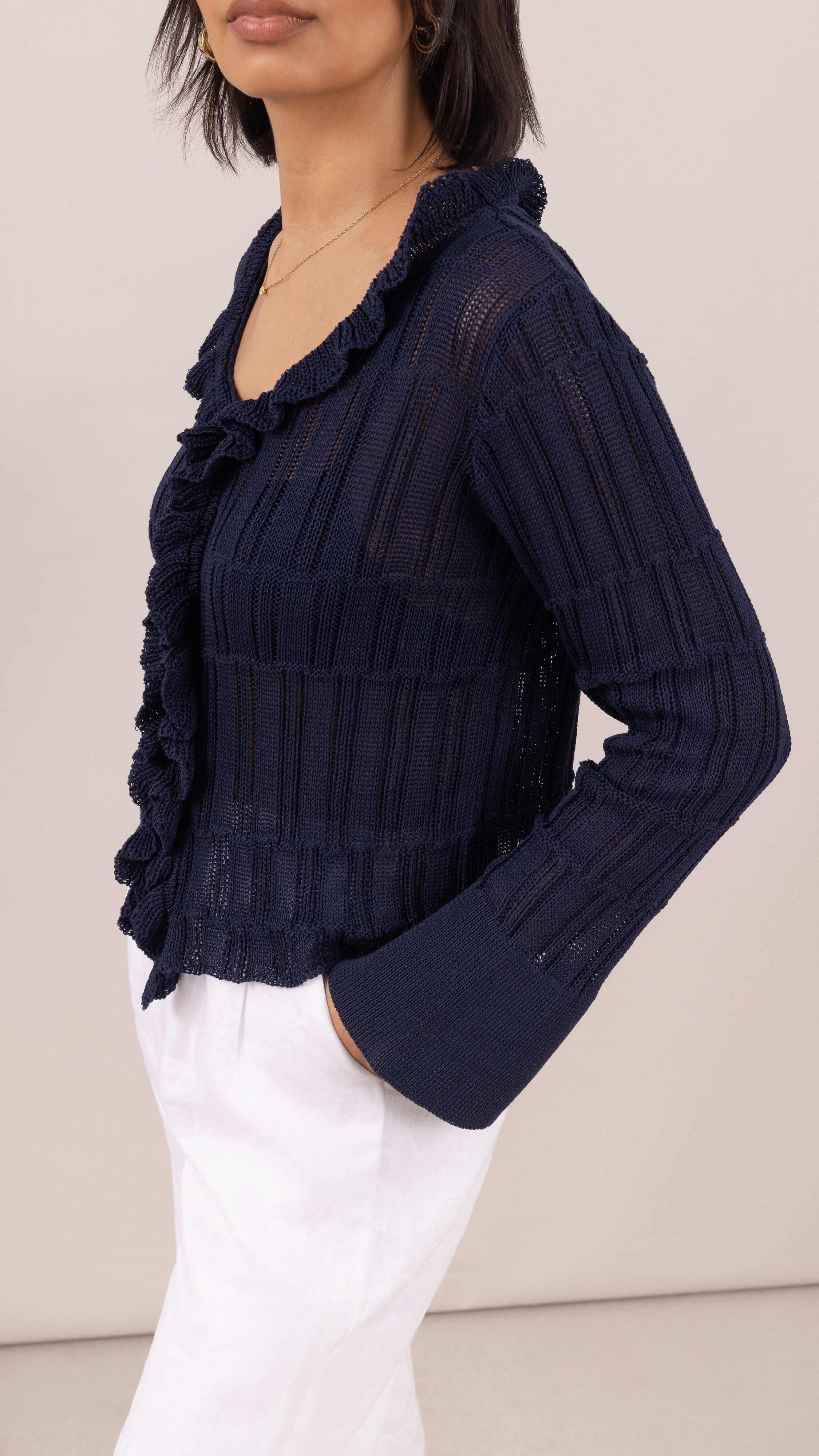 Daisy Frill Cardigan - Navy Blue