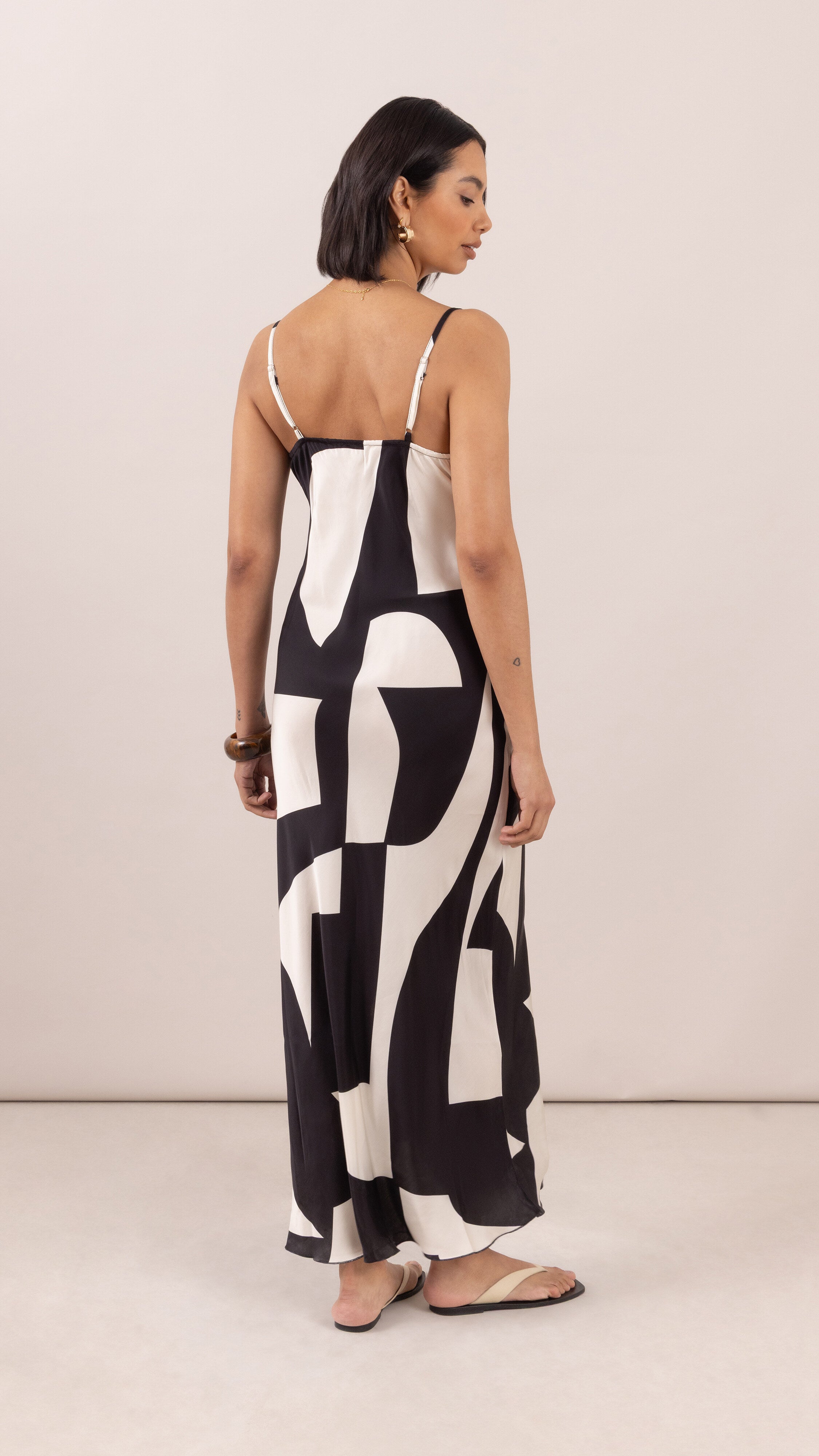Lana Satin Dress - Abstract Print