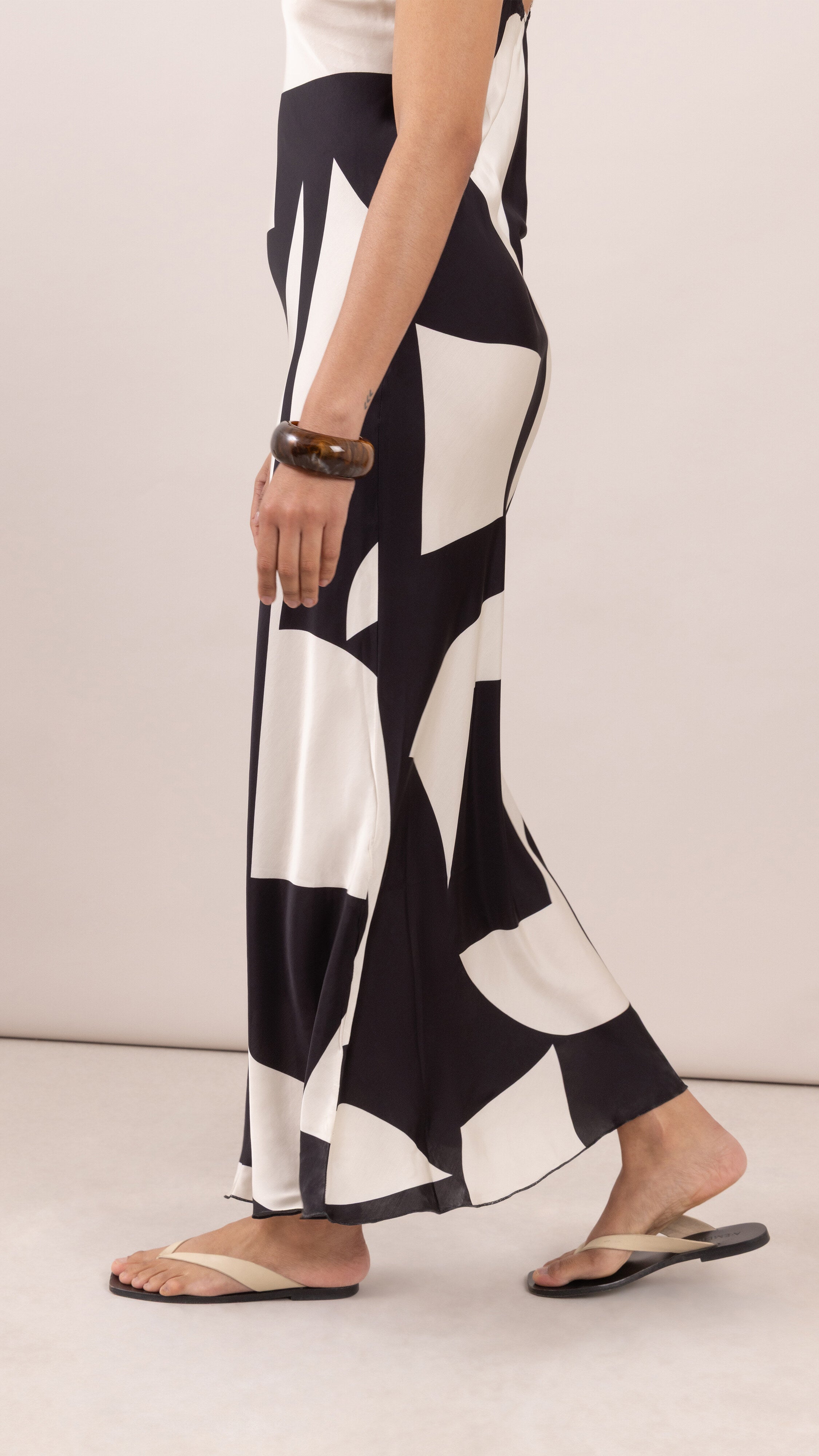 Lana Satin Dress - Abstract Print