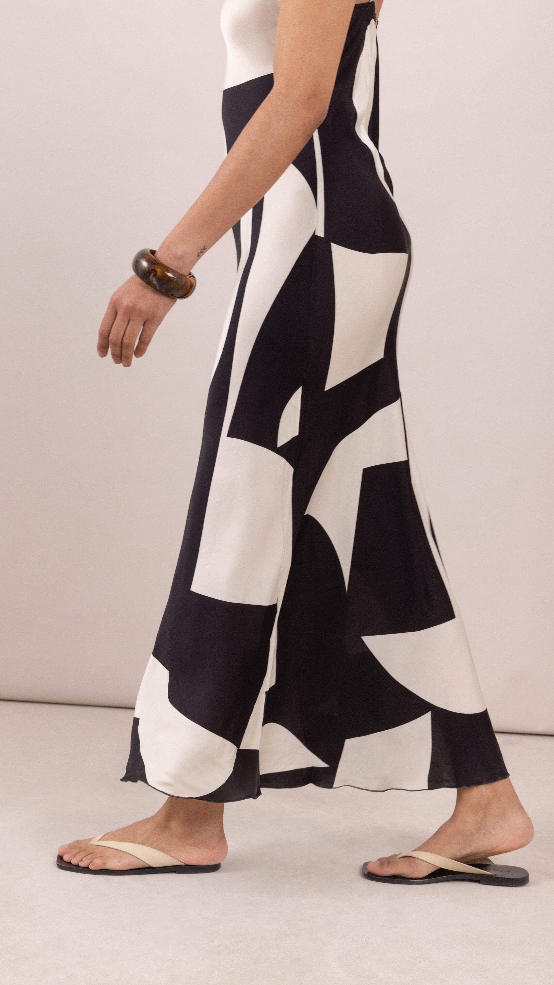 Lana Satin Dress - Abstract Print