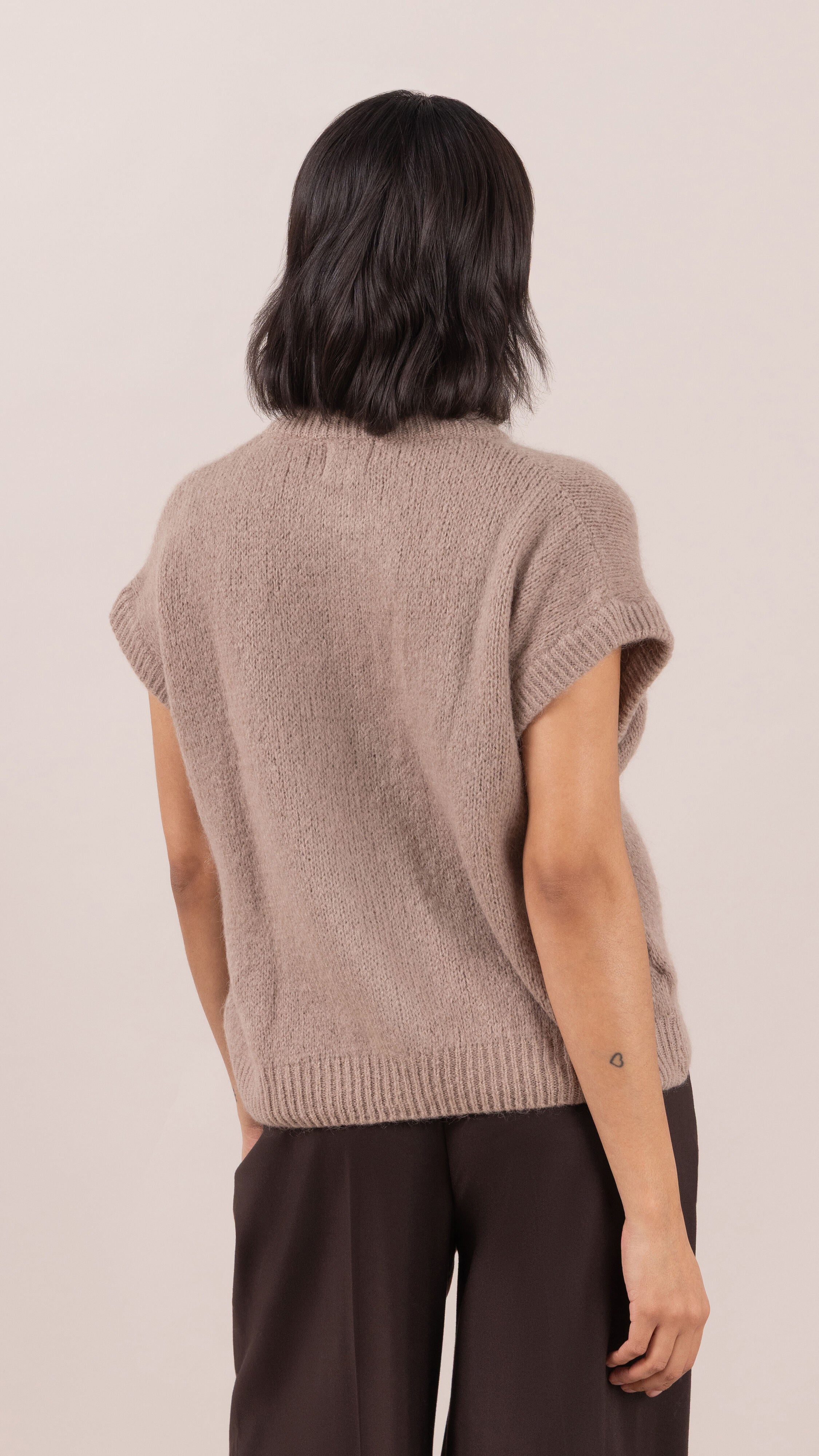 Leigh Sleeveless Zip Cardigan - Mink
