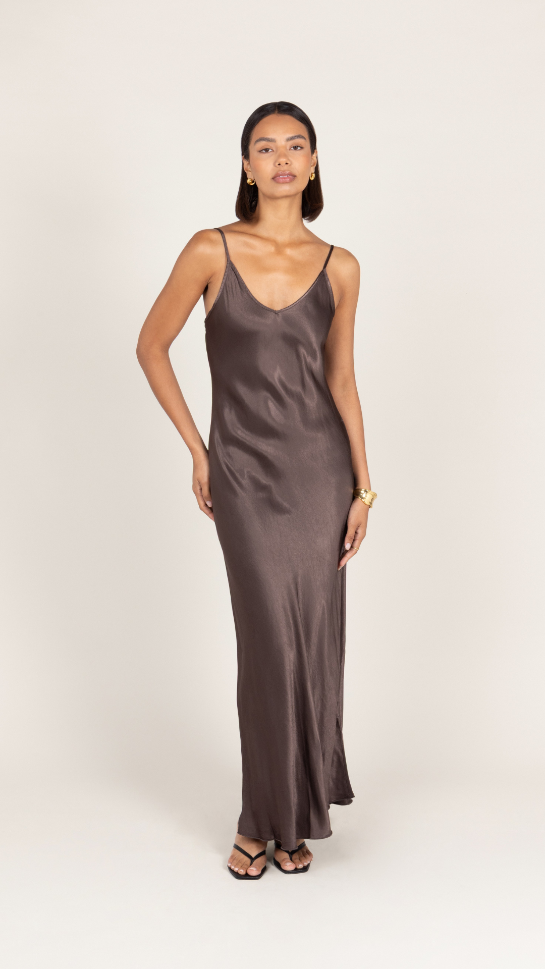 Lana Satin Dress - Espresso