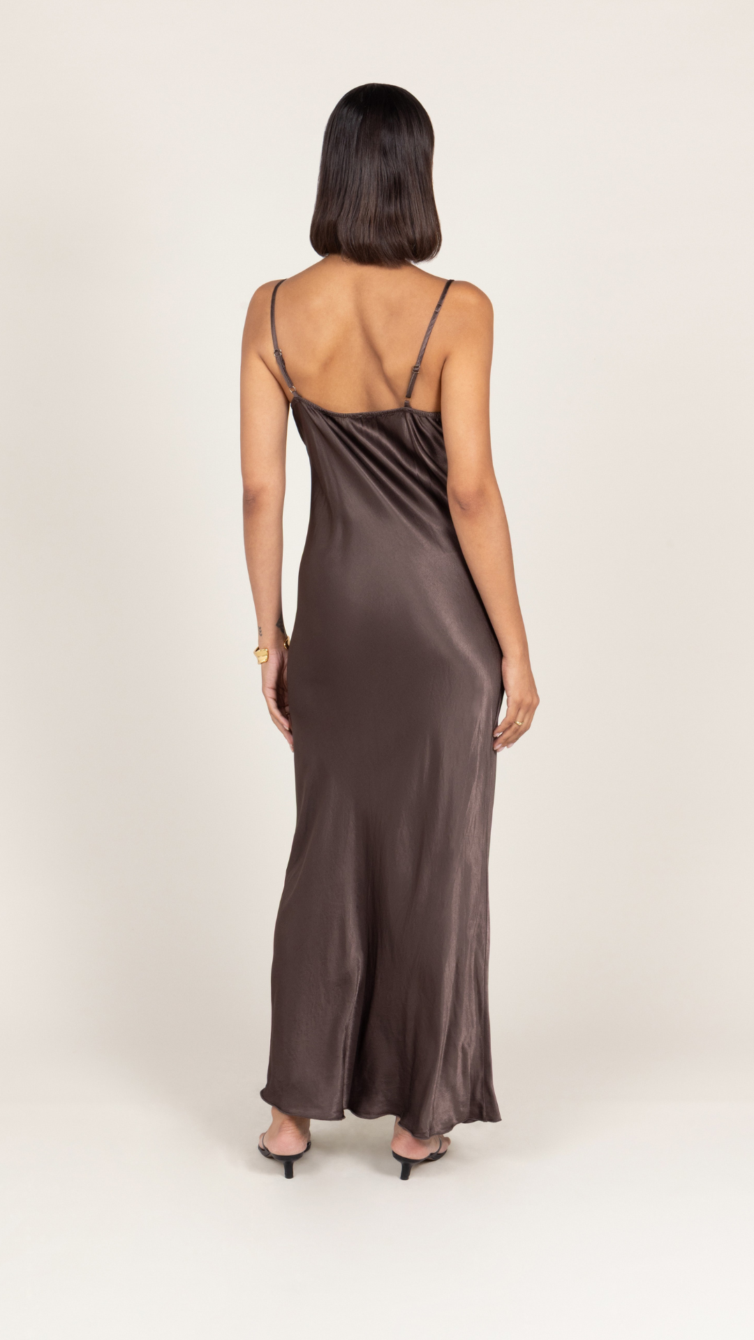 Lana Satin Dress - Espresso