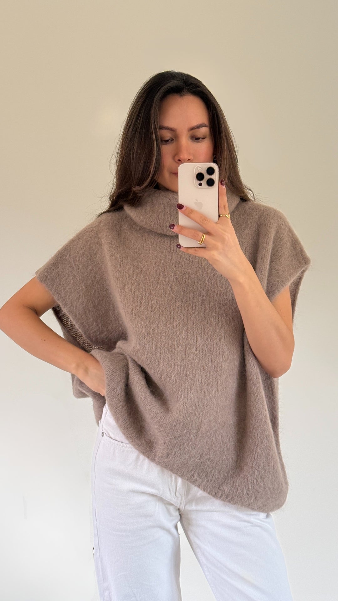 Rhonda Roll Neck Alpaca Sweater - Mink